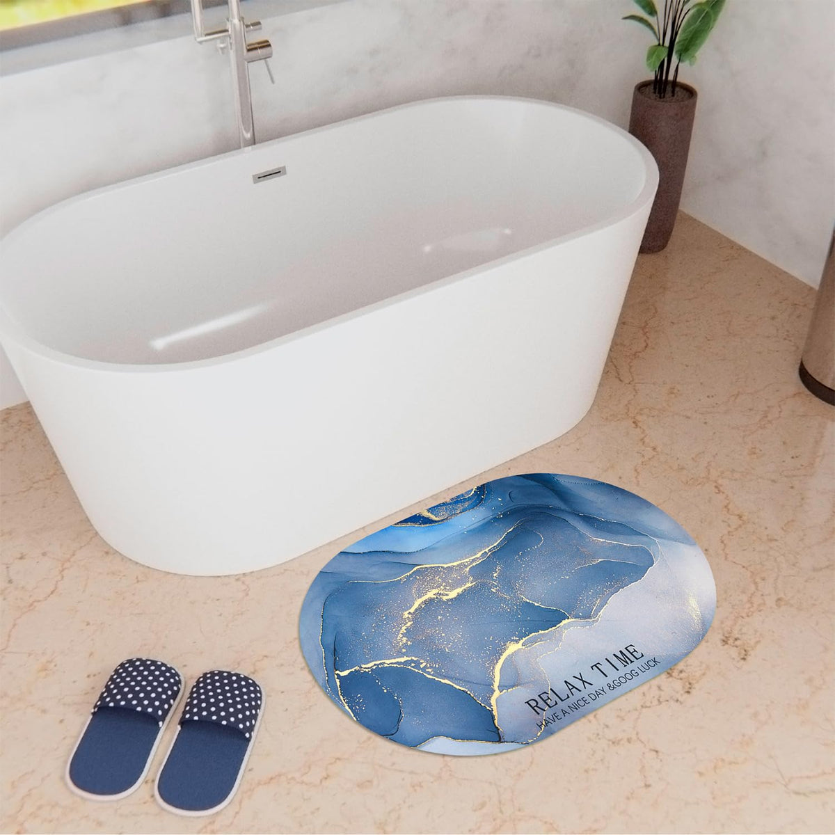 Kuber Industries Diatom Mud Oval Bathmat - Eco-friendly design