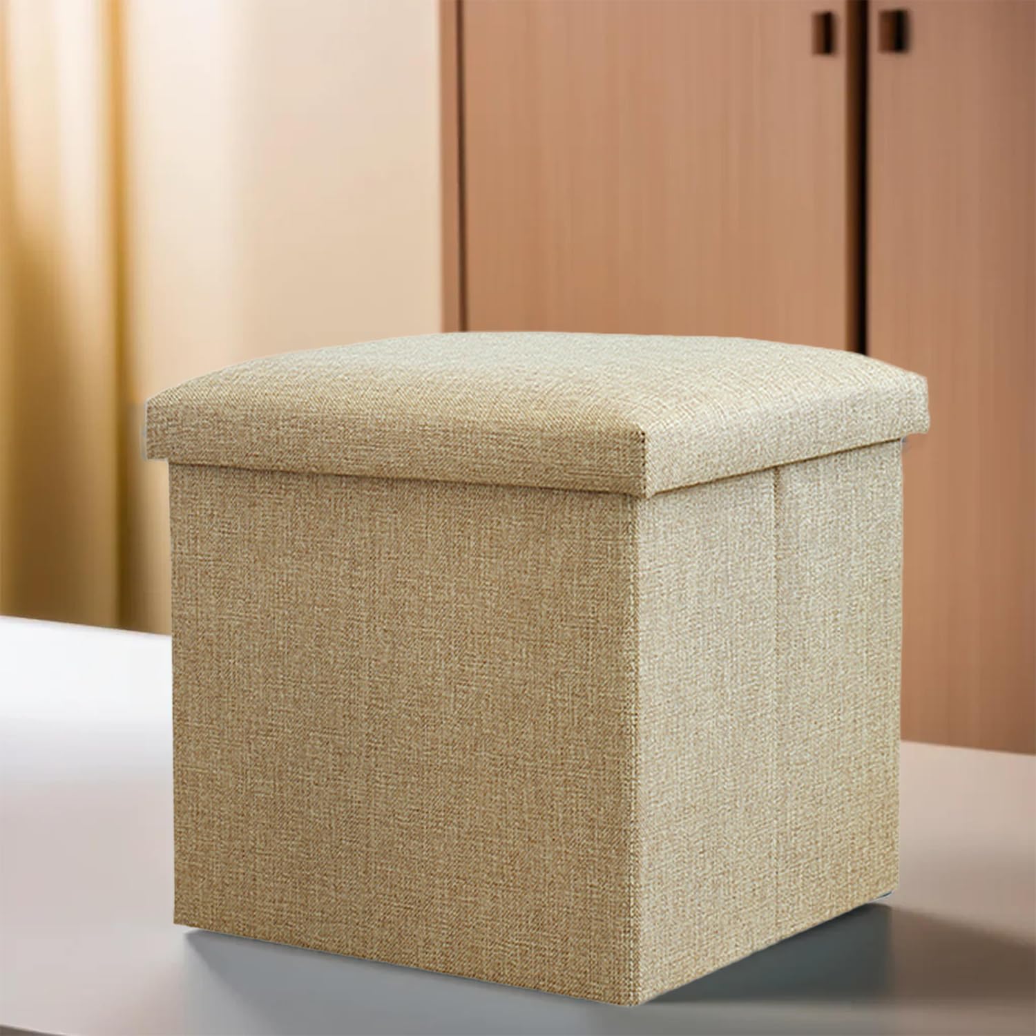 Kuber Industries Storage Stool - Stylish beige storage solution
