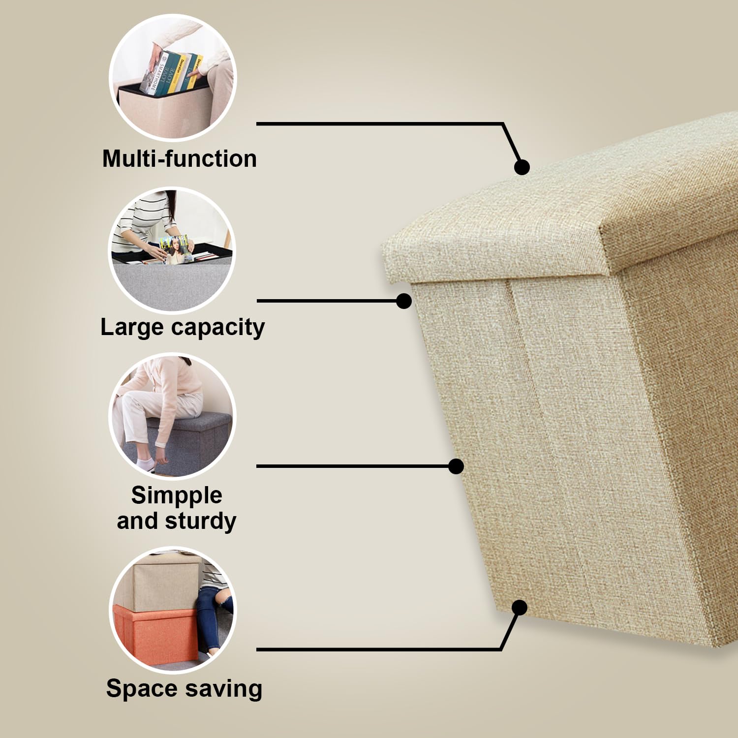 Kuber Industries Storage Stool - Compact footrest for small spaces