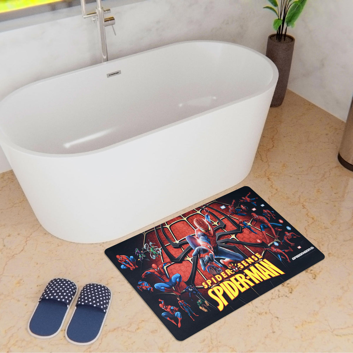 Kuber Industries Spiderman Bathmat - Home Decor