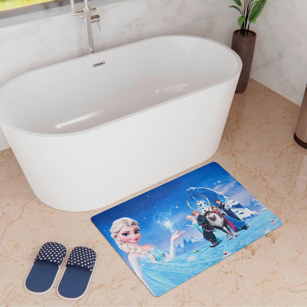 Kuber Industries Disney Frozen Bathmat - Vibrant Blue color