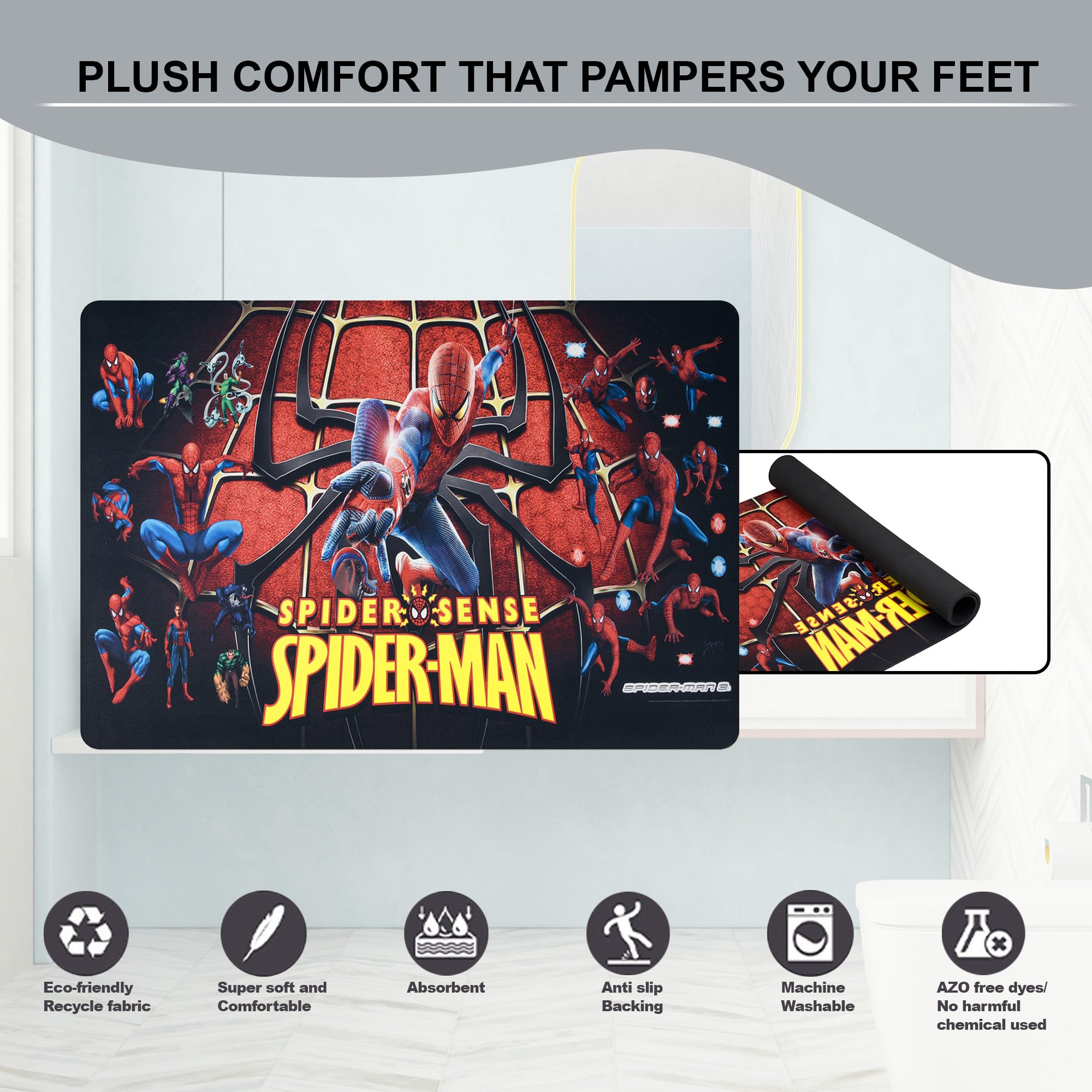 Kuber Industries Spiderman Bathmat - Laundry Room