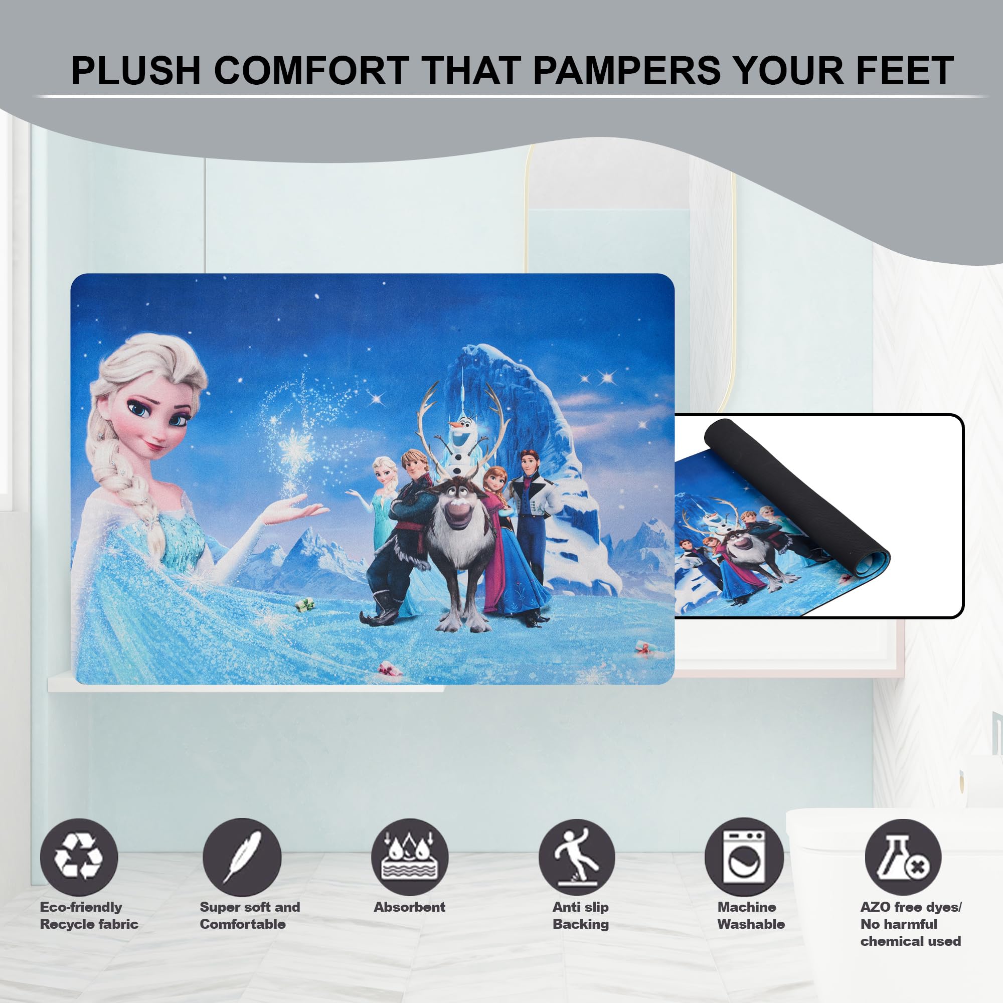 Kuber Industries Disney Frozen Bathmat - Laundry Room use