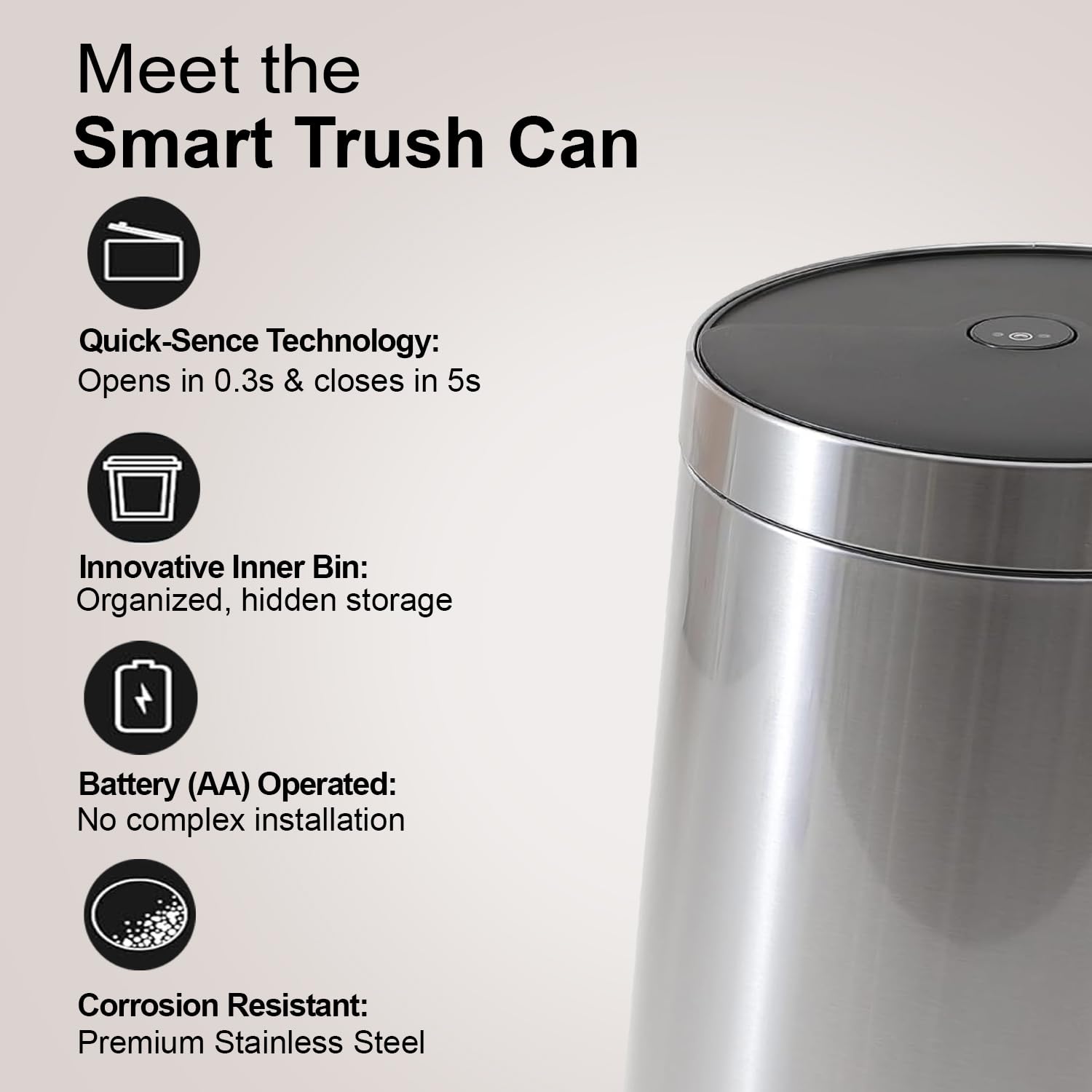 Kuber Sensor Dustbin - Automatic operation for hands-free use in office