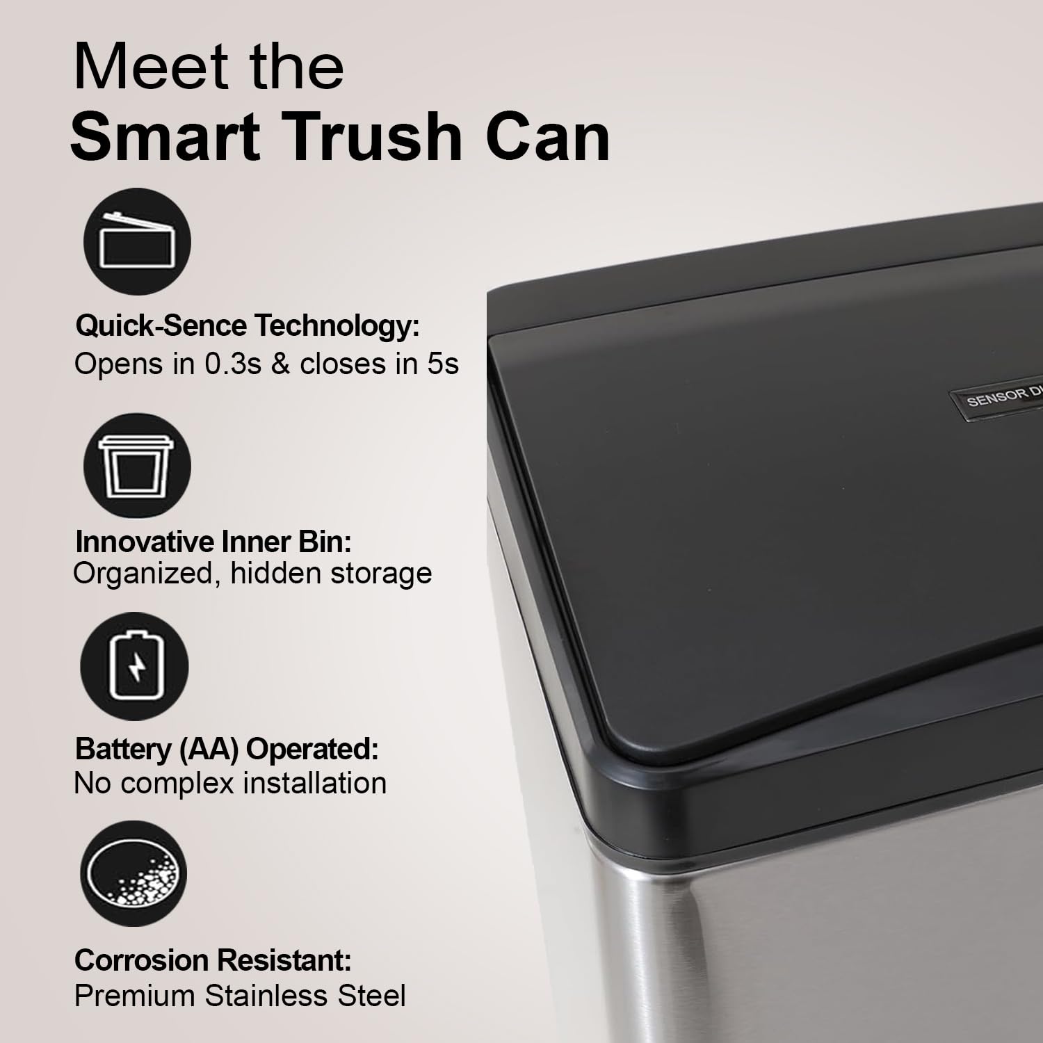 Kuber Industries touchless trash can - office environment