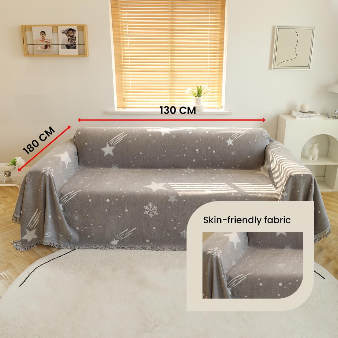 Kuber Industries Grey Sofa Throw - Elegant Home Rest