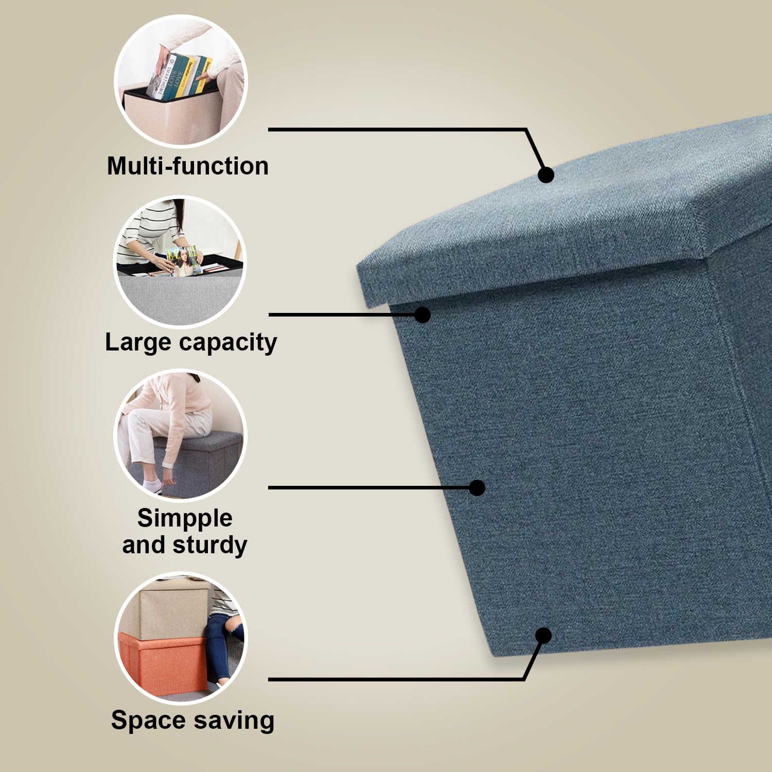 Kuber Industries Storage Stool - Living Room Organizer