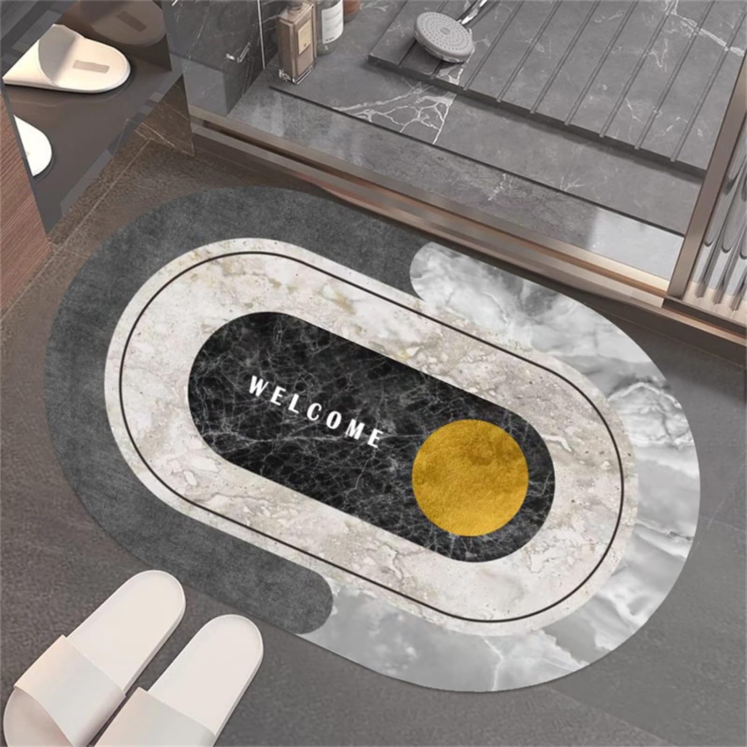 Kuber Industries Welcome Oval Doormat - soft anti-skid