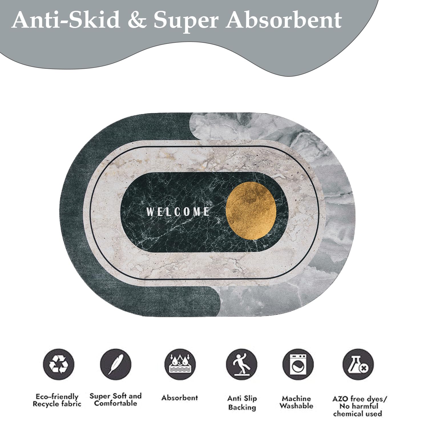 Kuber Industries Welcome Oval Doormat - bathroom decor