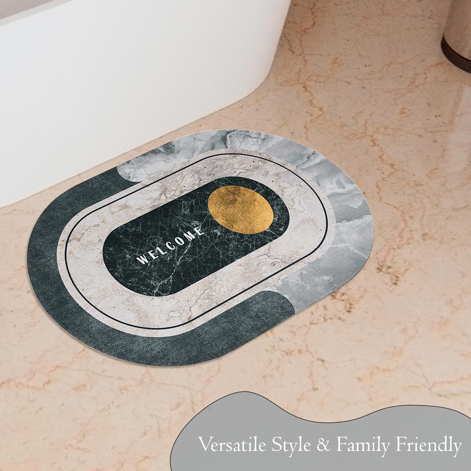 Kuber Industries Welcome Oval Doormat - kitchen use