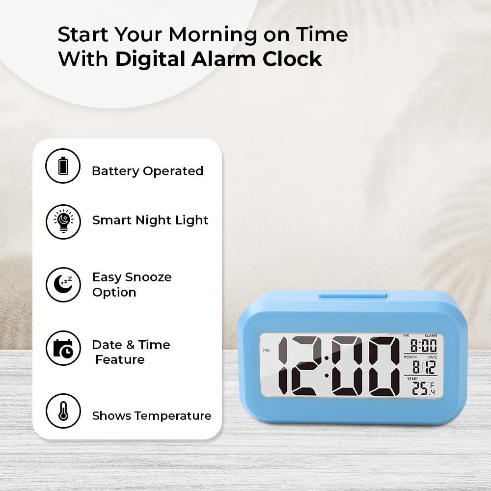 Kuber Digital Alarm Clock - USB rechargeable for convenience