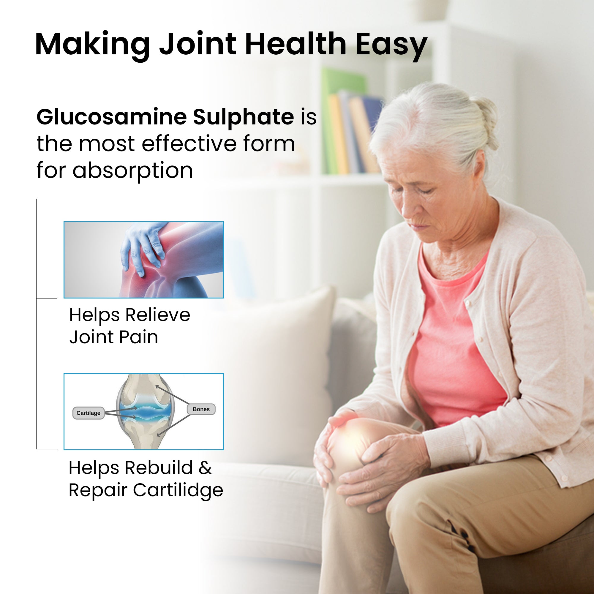 Healthvit joint need glucosamine - easy to swallow tablets