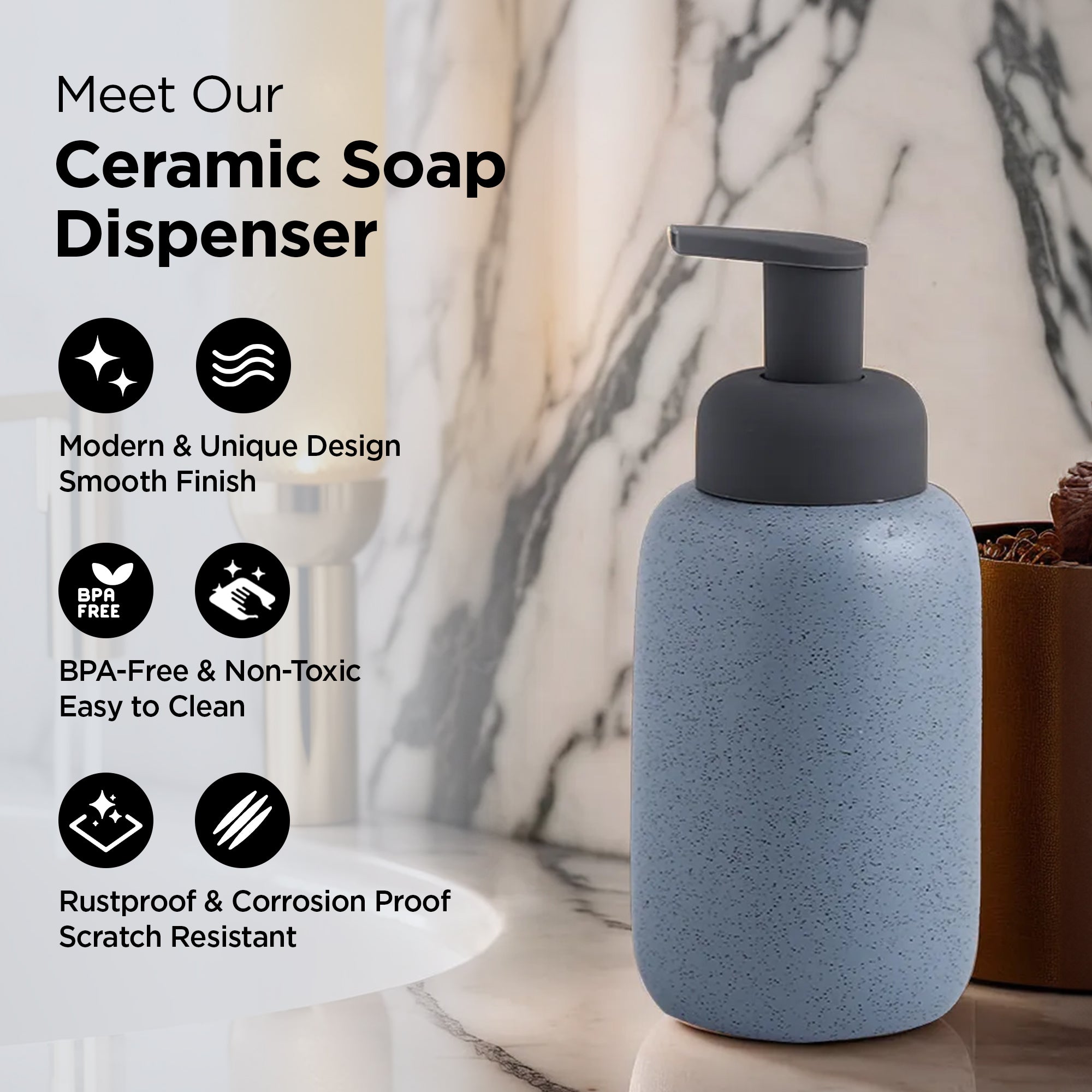 UMAI blue ceramic soap dispenser - Modern bathroom
