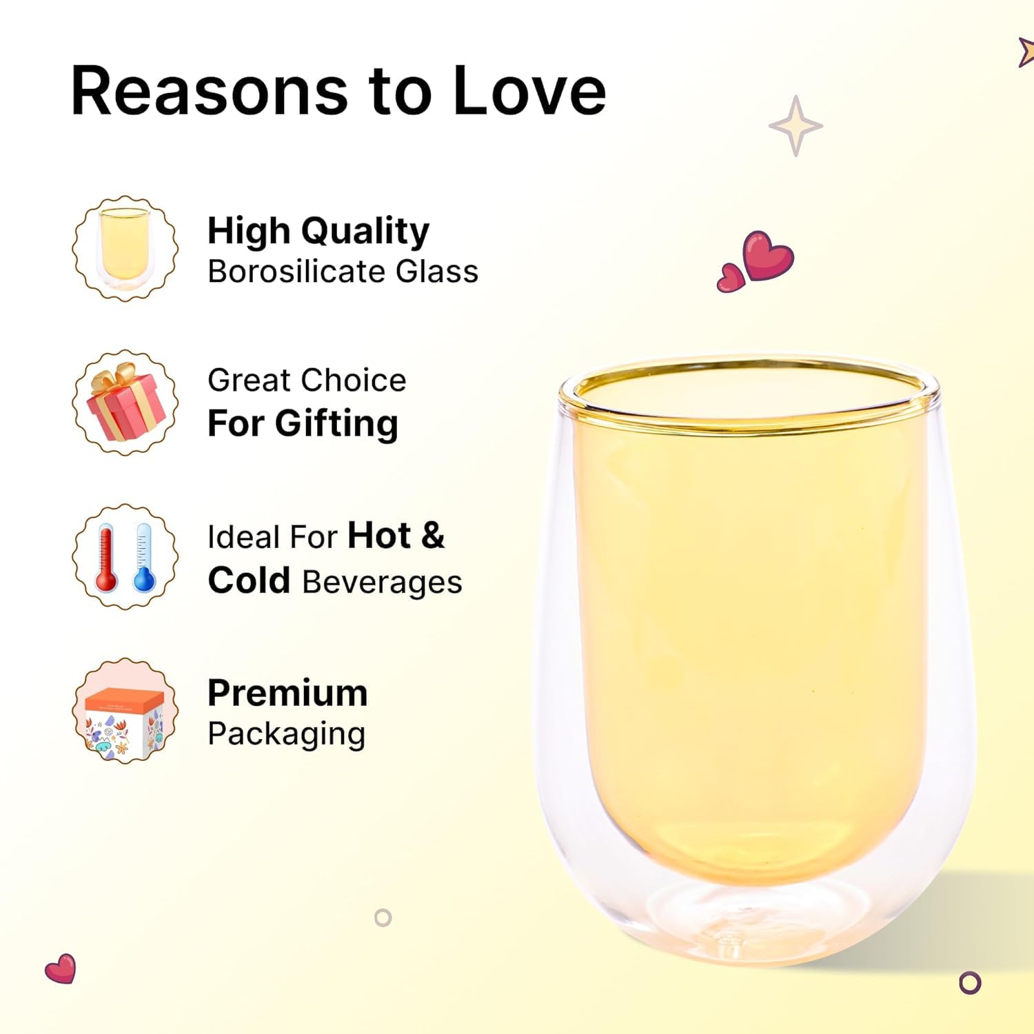 Kuber Industries 190 ML Glass - Ideal Gift for Tea Lovers
