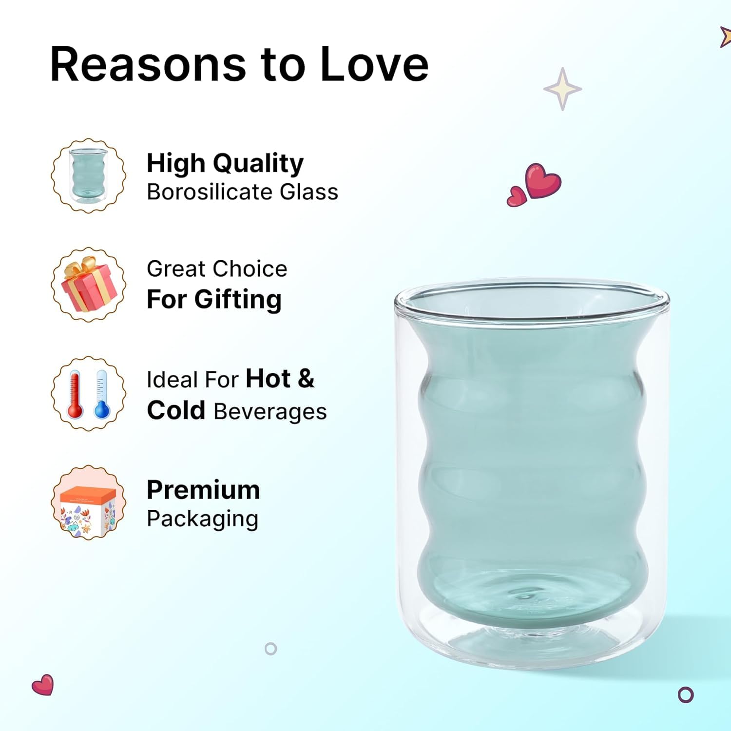 Kuber Double Walled Glass - Premium borosilicate material