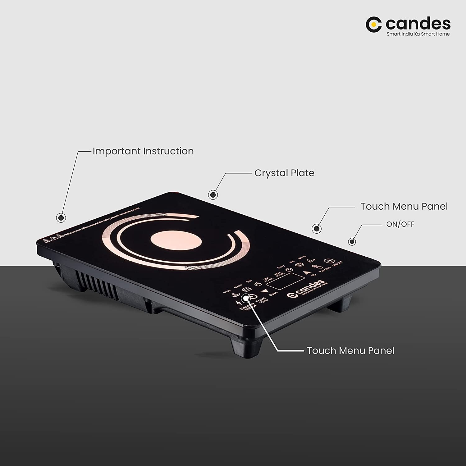 Candes glass induction cooktop - touch control for ease