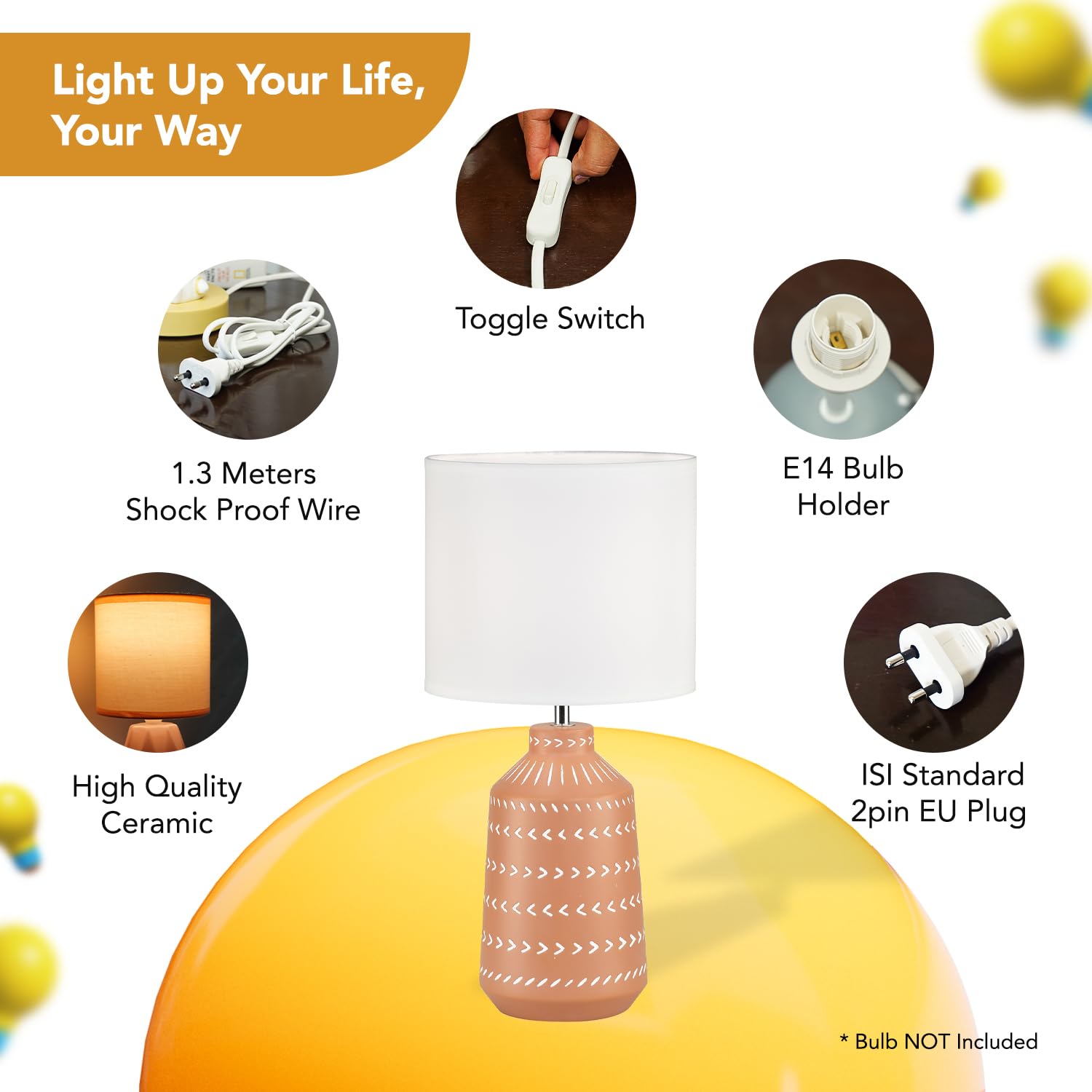 Ekhasa ceramic side table lamp - stylish cafe decor