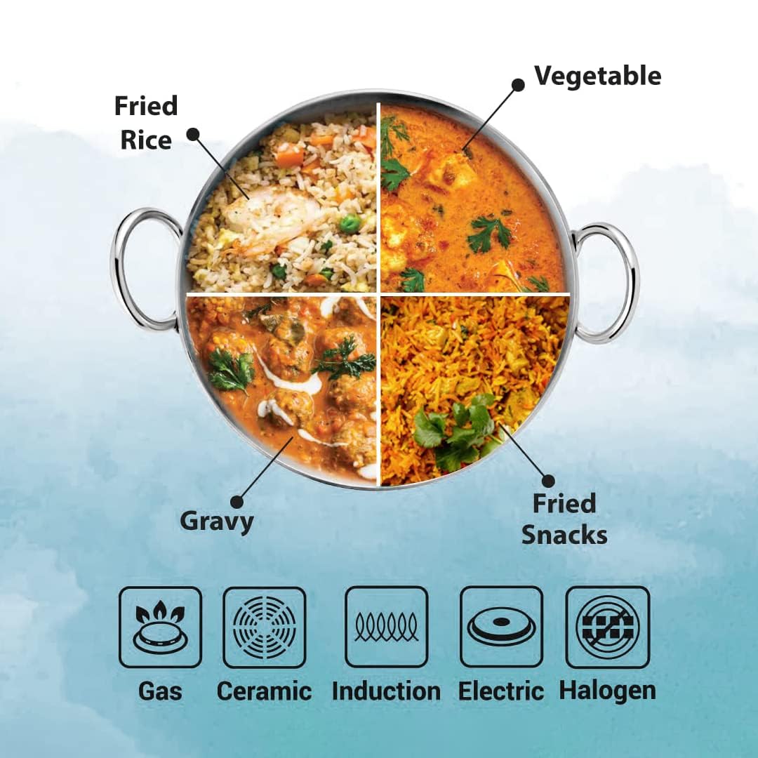 Kuber Industries Tri-ply Kadhai - Versatile cooking toolkit