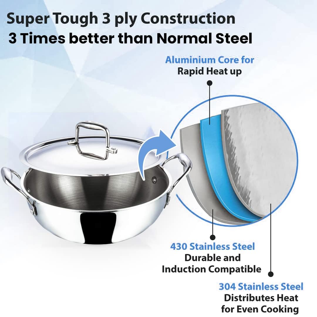 Kuber Industries Tri-ply Kadhai - Ideal for frying
