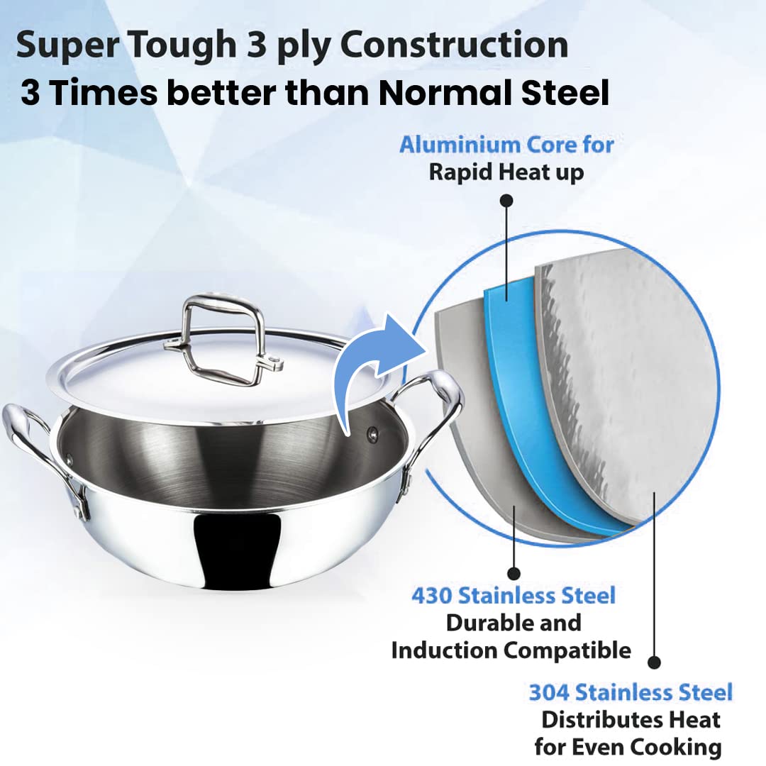Kuber Stainless Steel Kadhai - Cooking at home