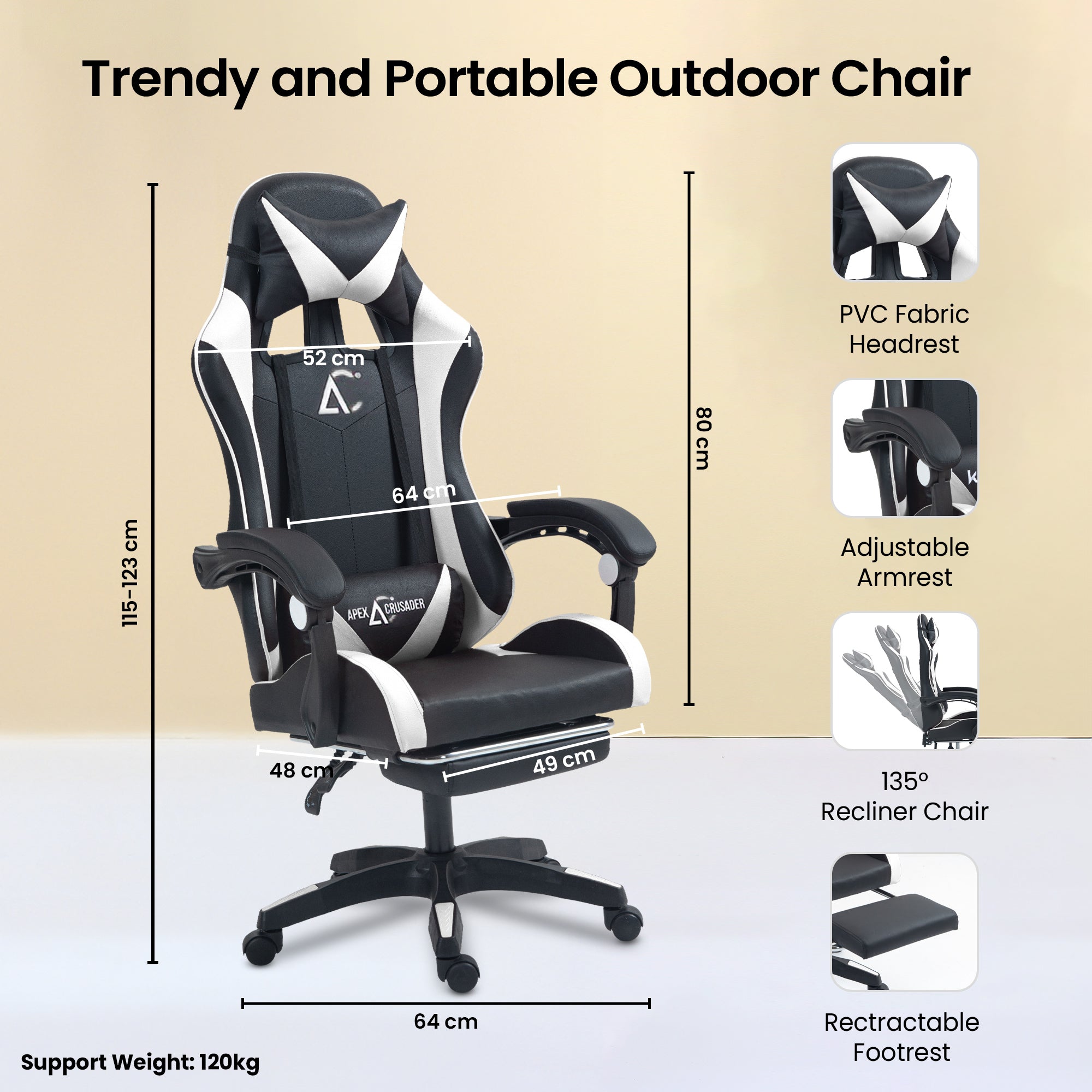 SAVYA HOME Snipe Gaming Chair - Ergonomic with footrest