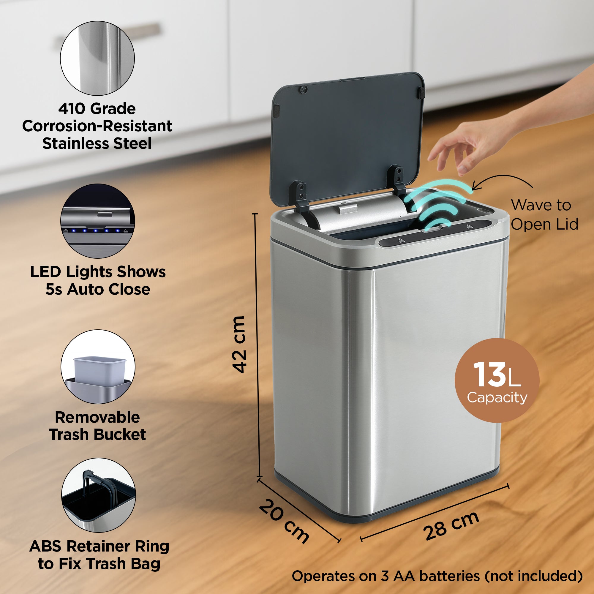 UMAI touch sensor dustbin - easy access waste bin