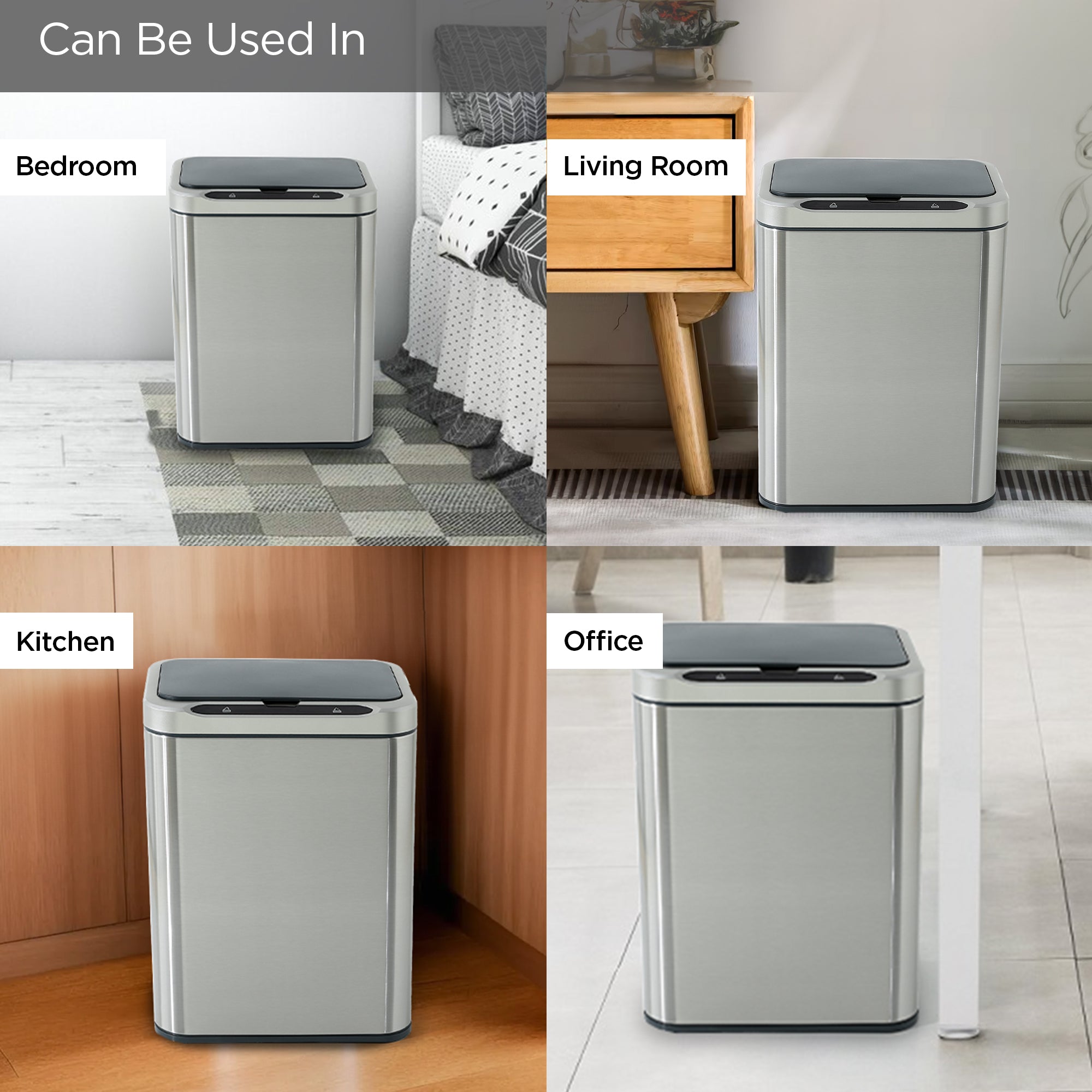UMAI silver dustbin - office trash bin
