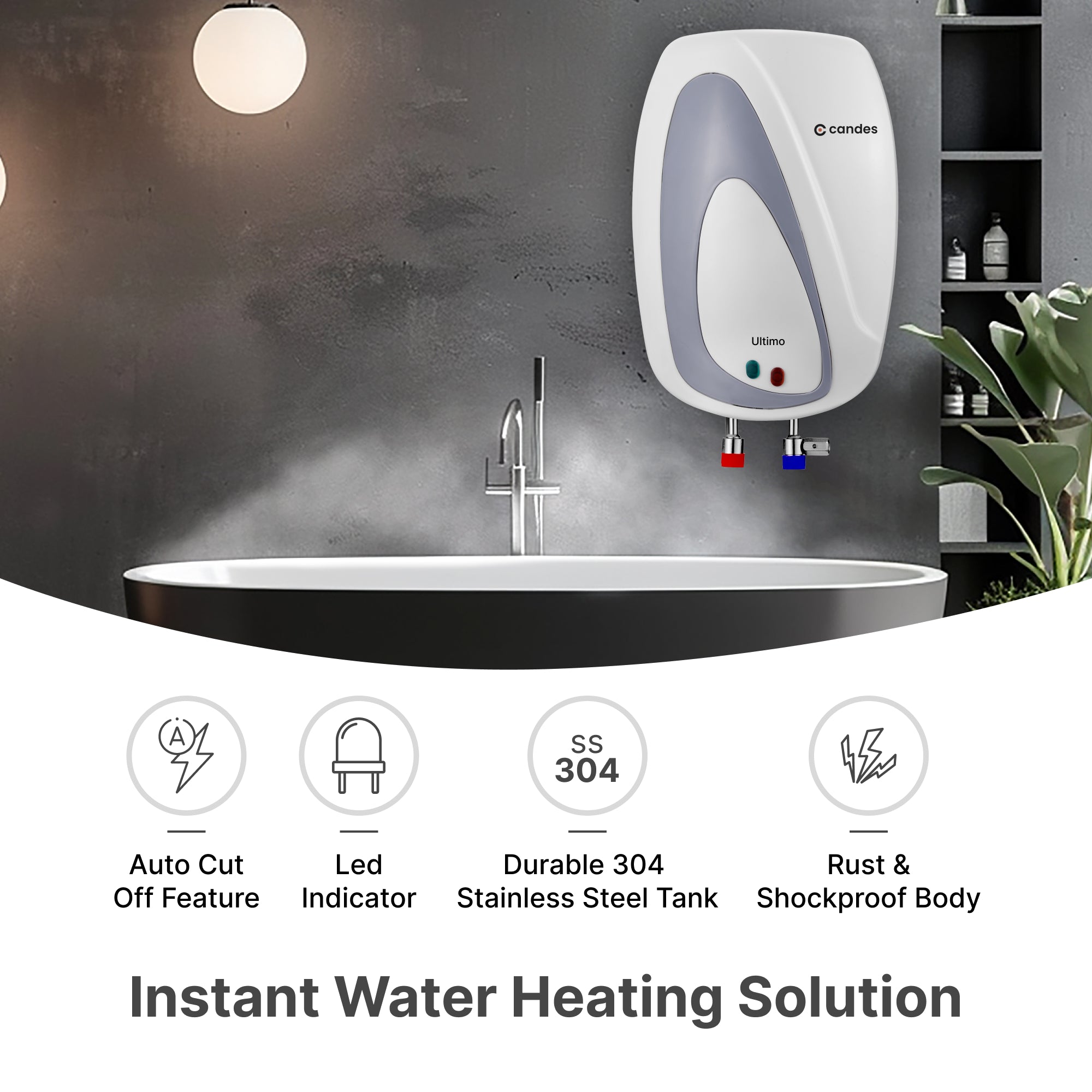 Candes instant geyser - safe heating appliance