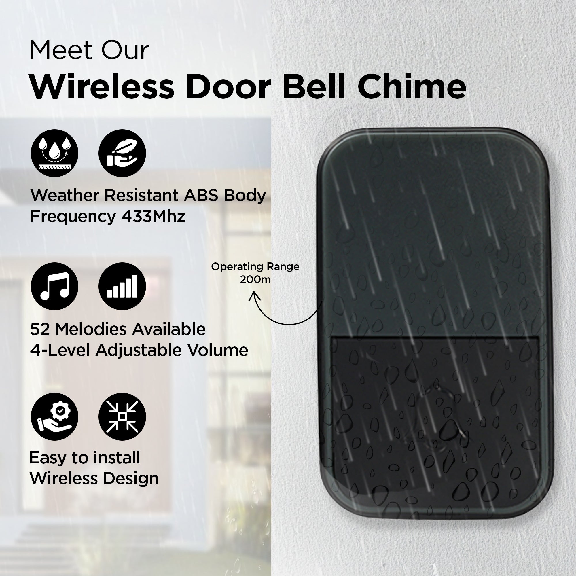 UMAI wireless doorbell - Customizable melodies for all settings