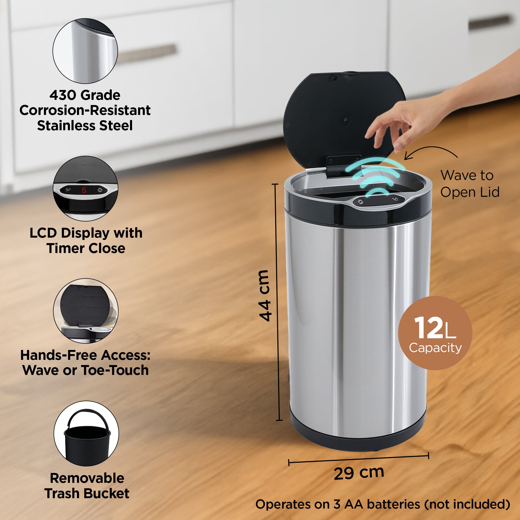 UMAI stainless steel dustbin - stylish home accessory