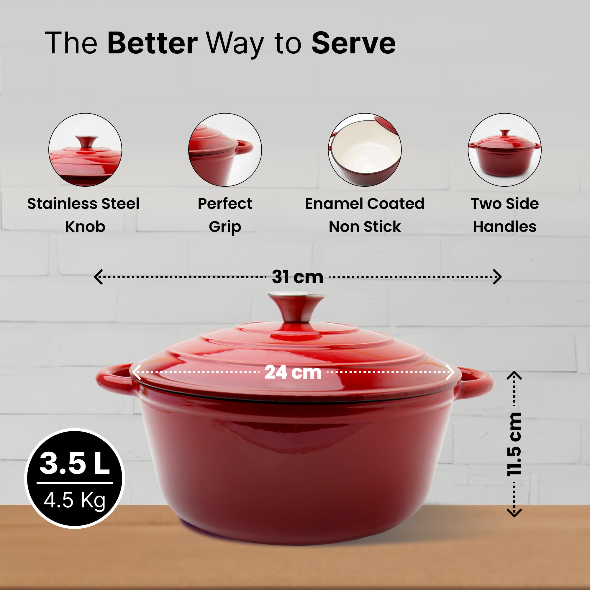 The Better Home 5L cast iron dutch oven - easy clean surface