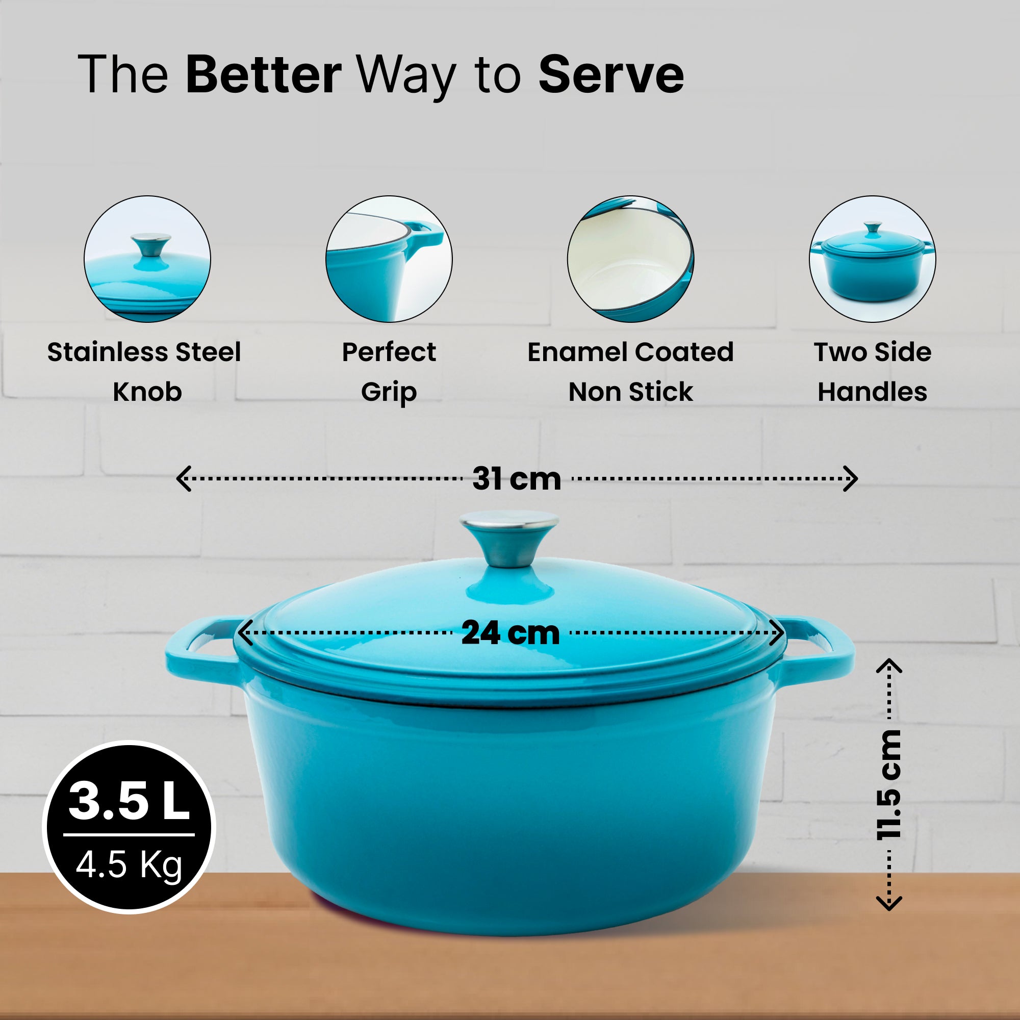 The Better Home Blue Cast Iron Cookware - Family Meal Prep