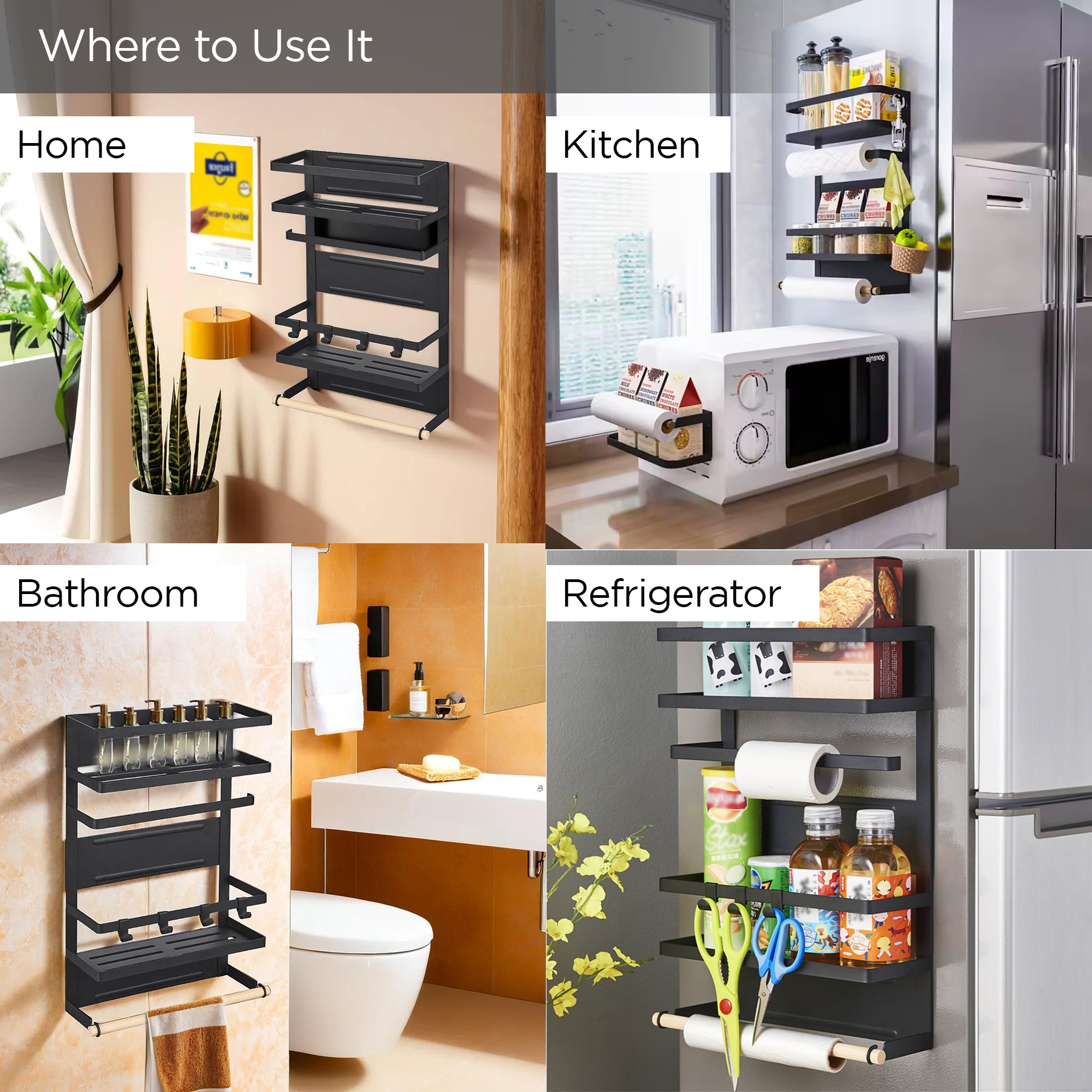 UMAI Magnetic Refrigerator Shelf - Durable iron and wood construction