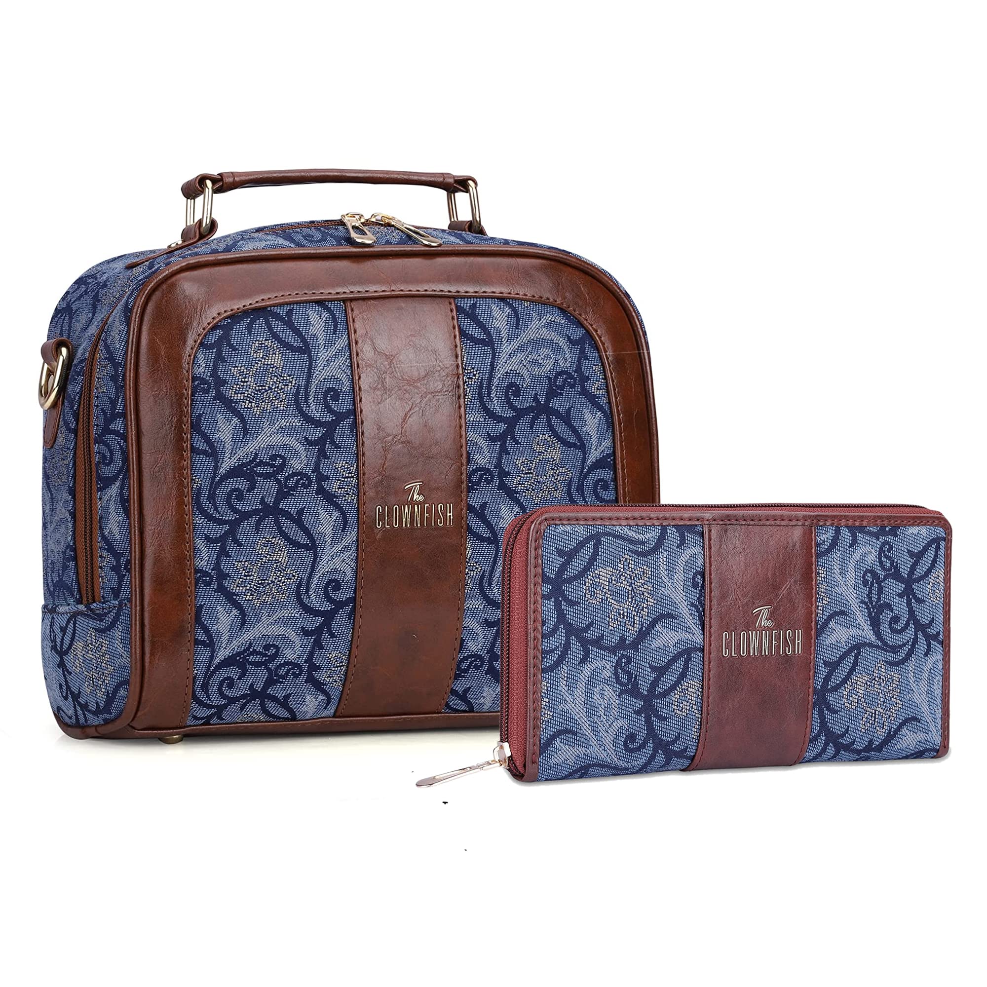 Clownfish Blue-Floral Sling Bag - Ideal for business meetings