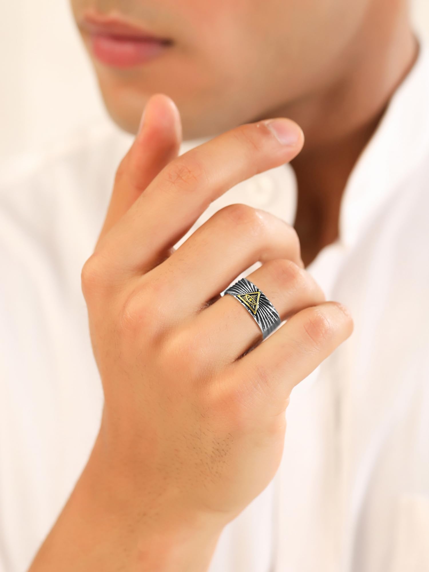 Yellow Chimes Men's Silver Ring - Stylish Accessory