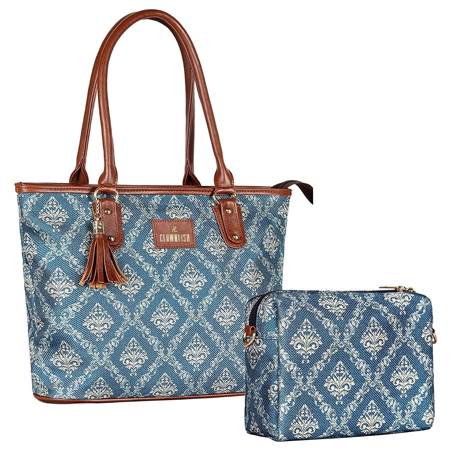 Clownfish patterned fabric handbag - college use