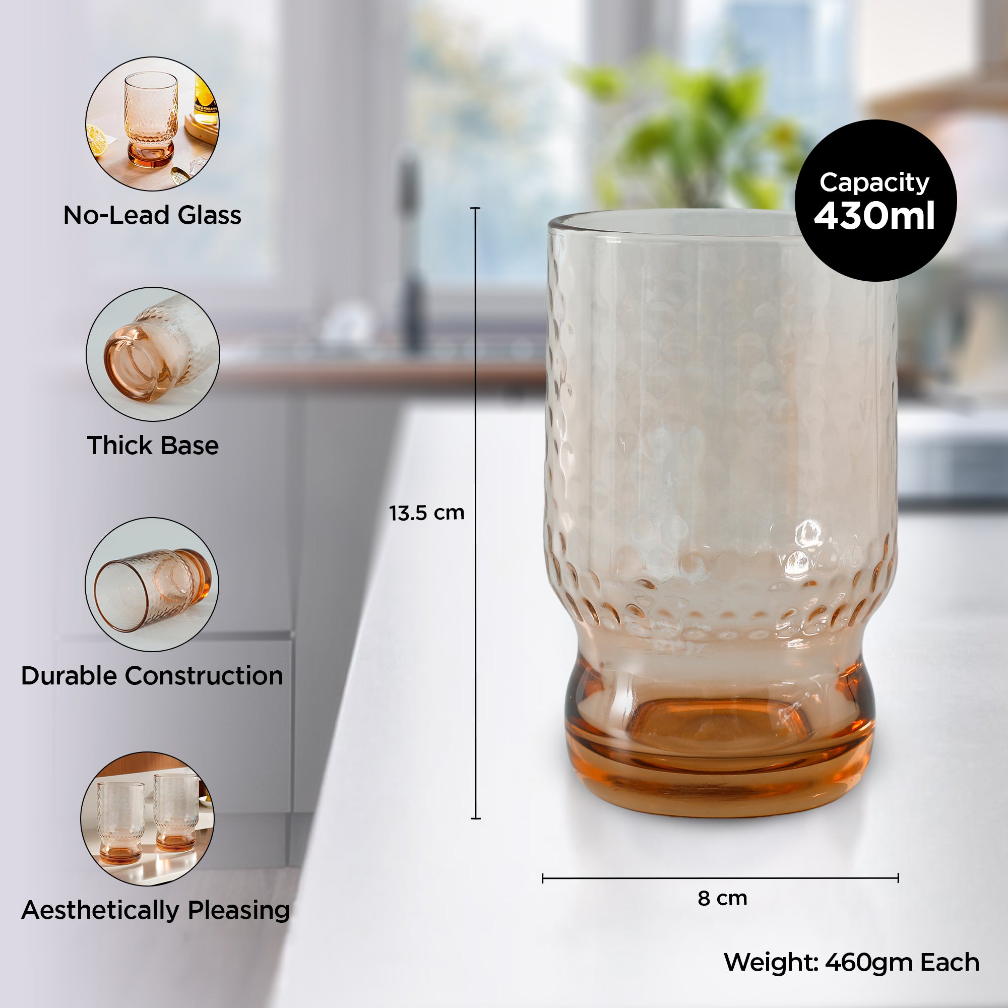 The Better Home UMAI Amber Juice Glass - Daily hydration
