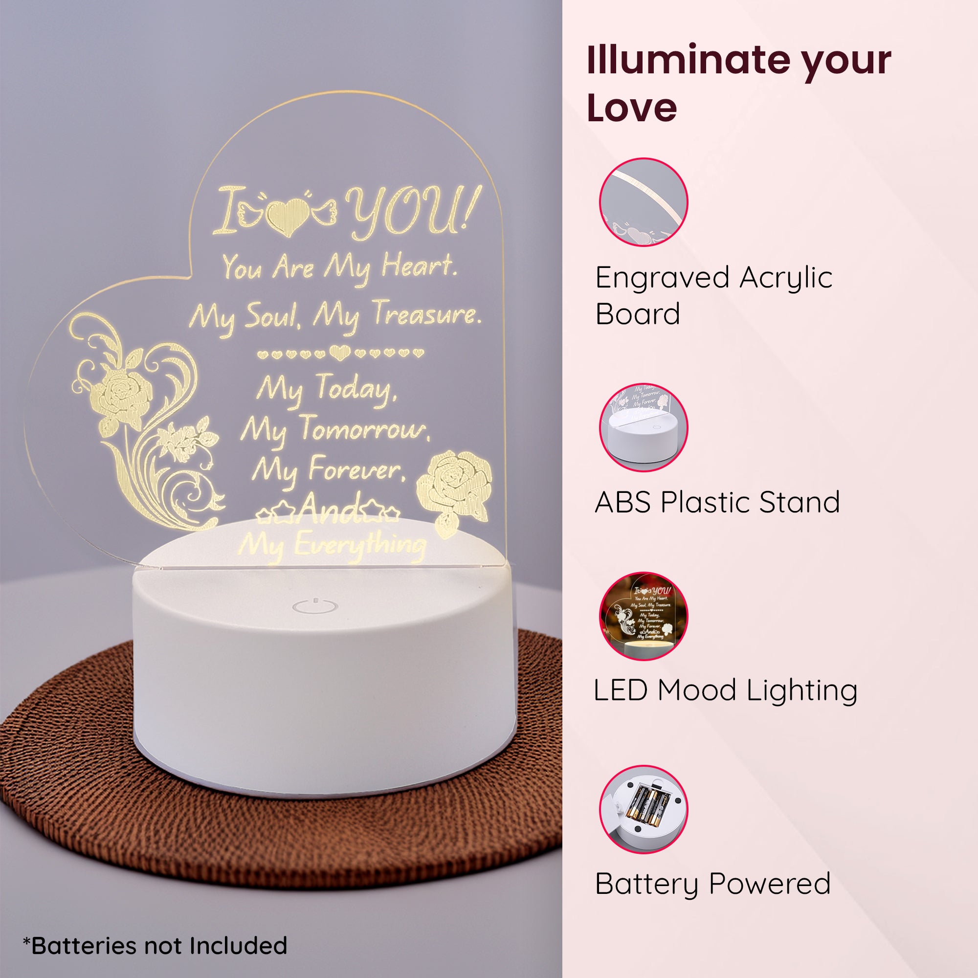 Gleevers Heart Decor Lamp - Romantic Night Light