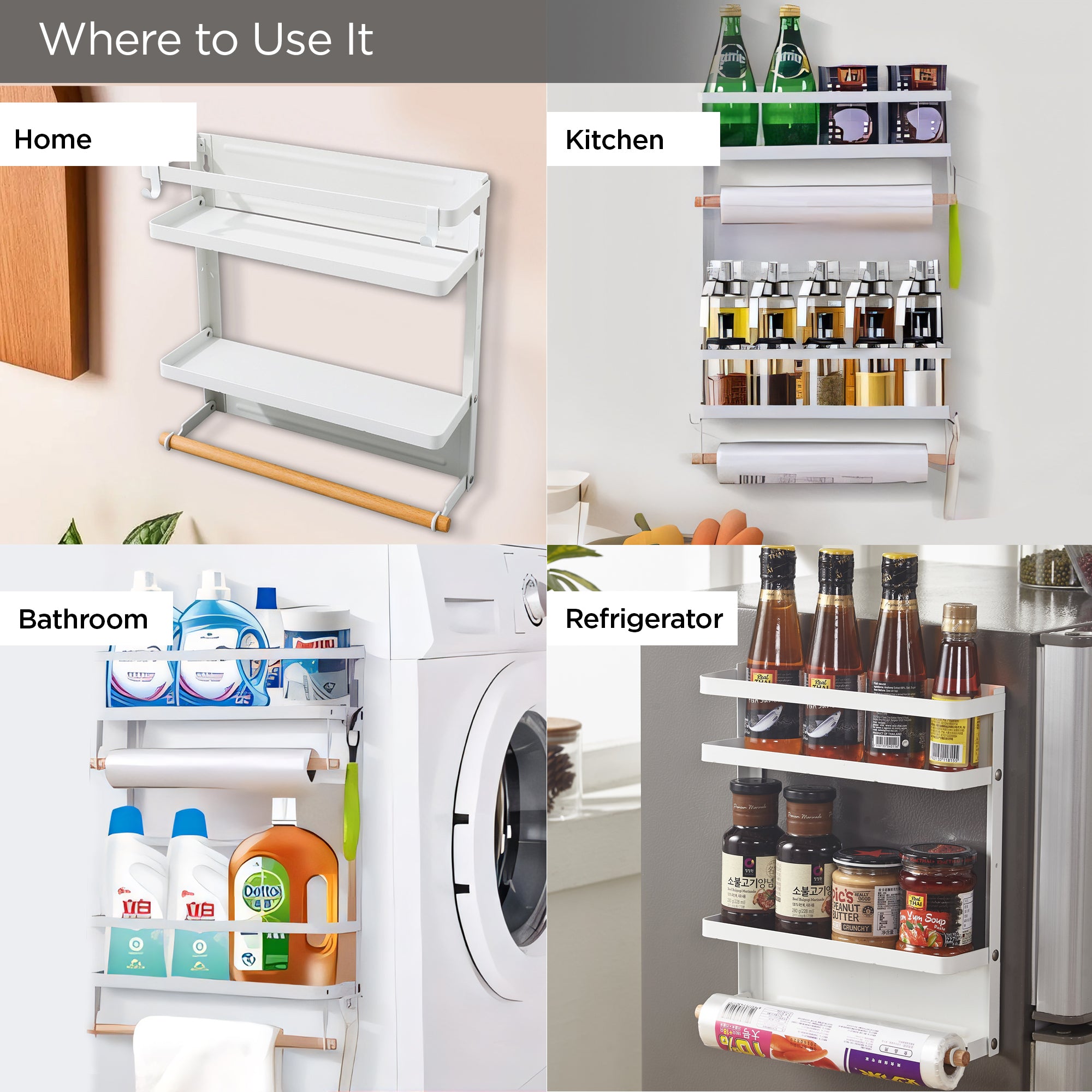 UMAI foldable kitchen organizer - roll dispenser included