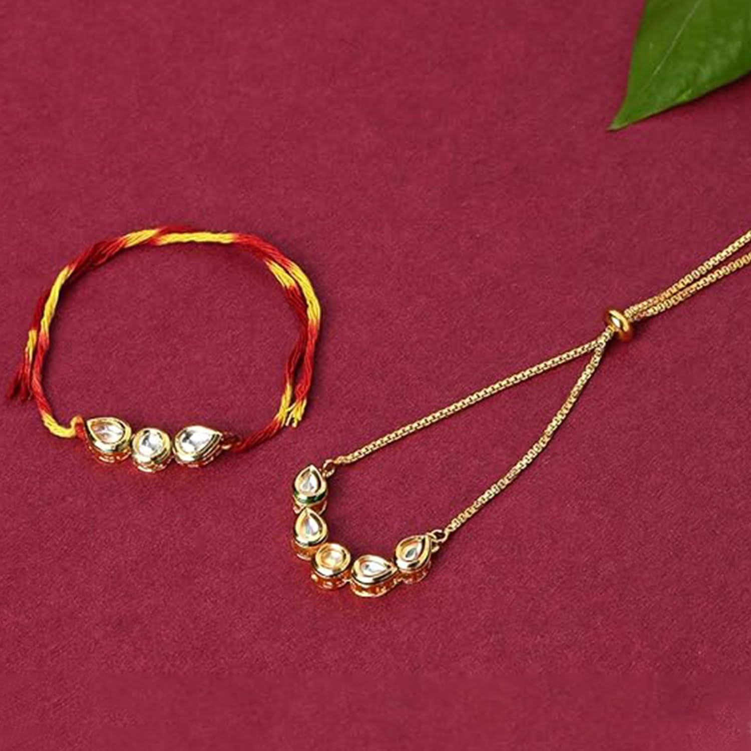 Ekhasa Gold Plated Kundan Bhaiya Bhabhi Rakhi - Rakshabandhan celebration