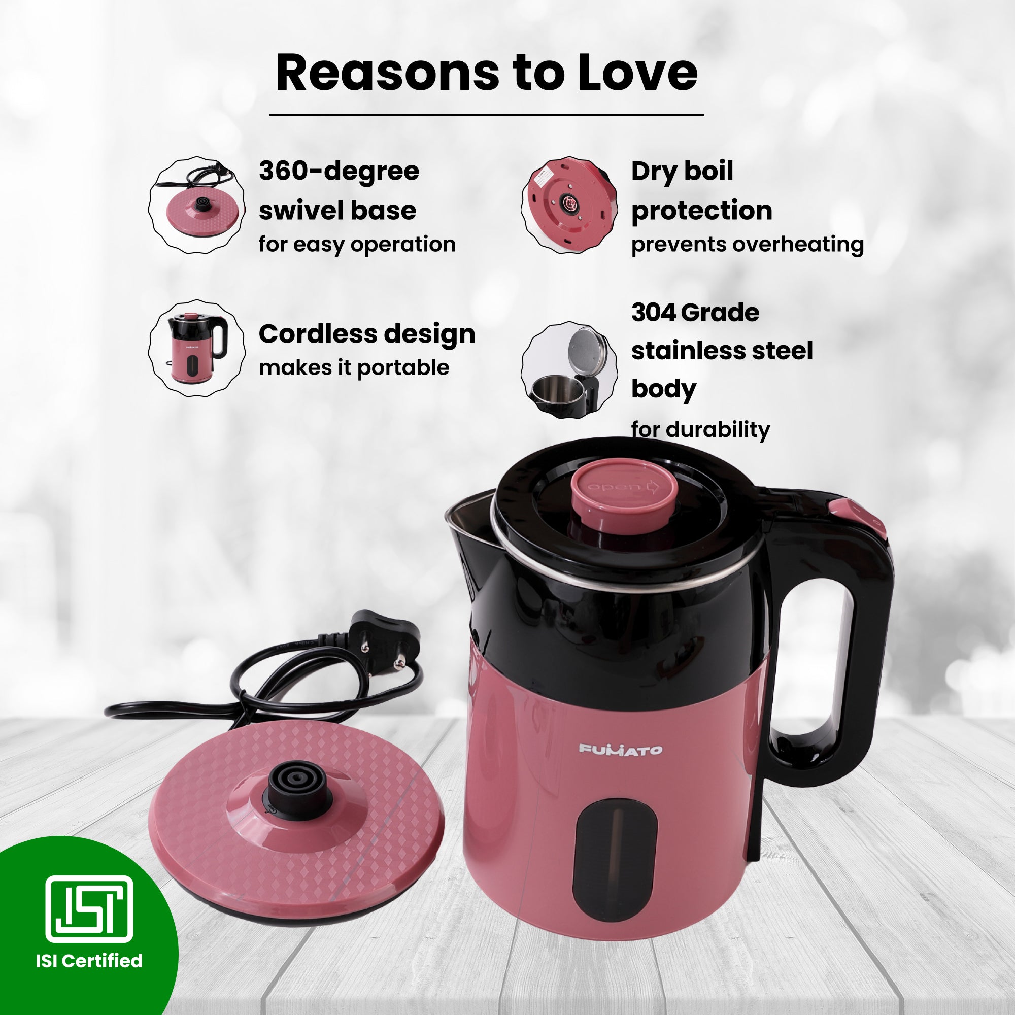 FUMATO Cherry Pink kettle - Perfect for family gatherings