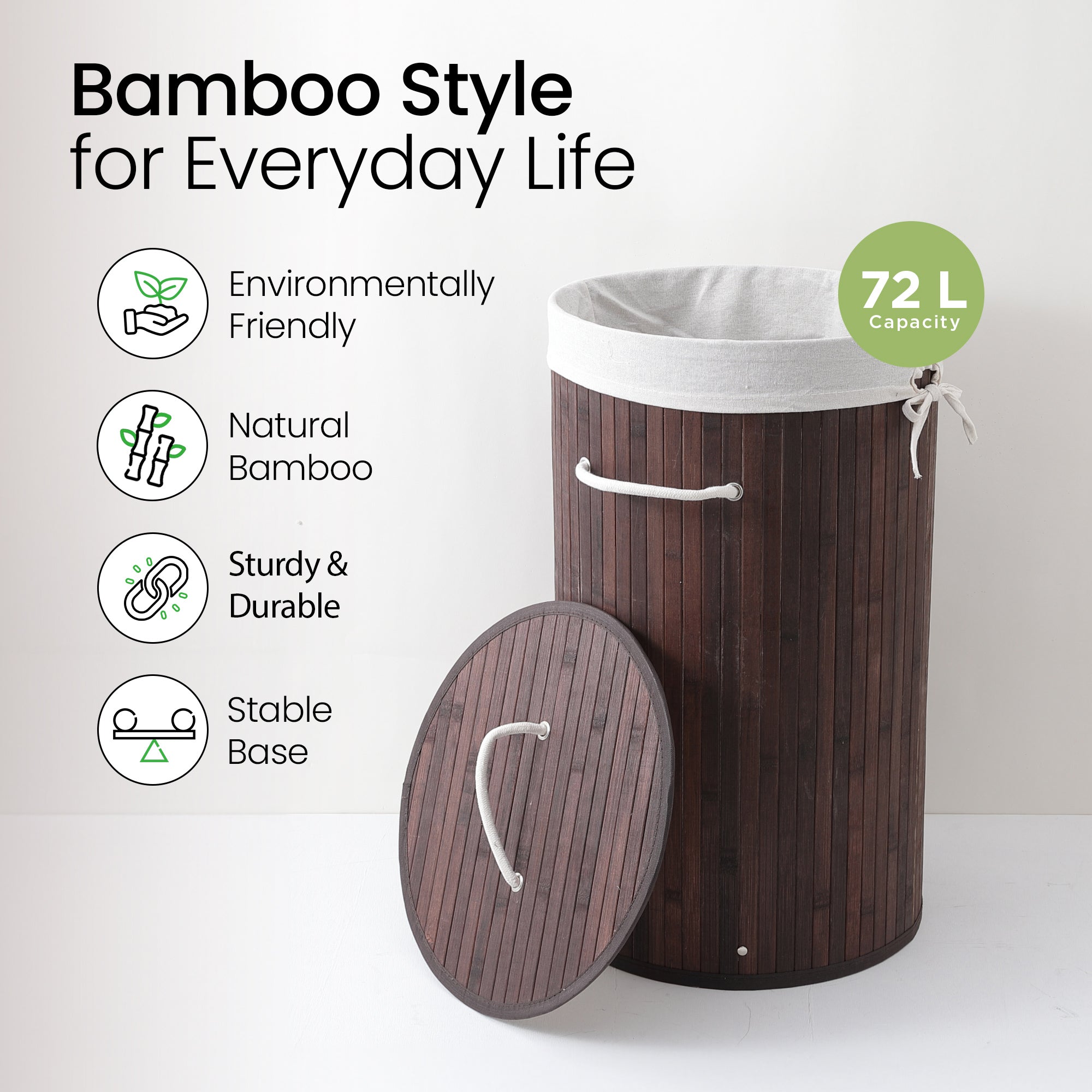 Mush bamboo laundry basket - stylish home organizer