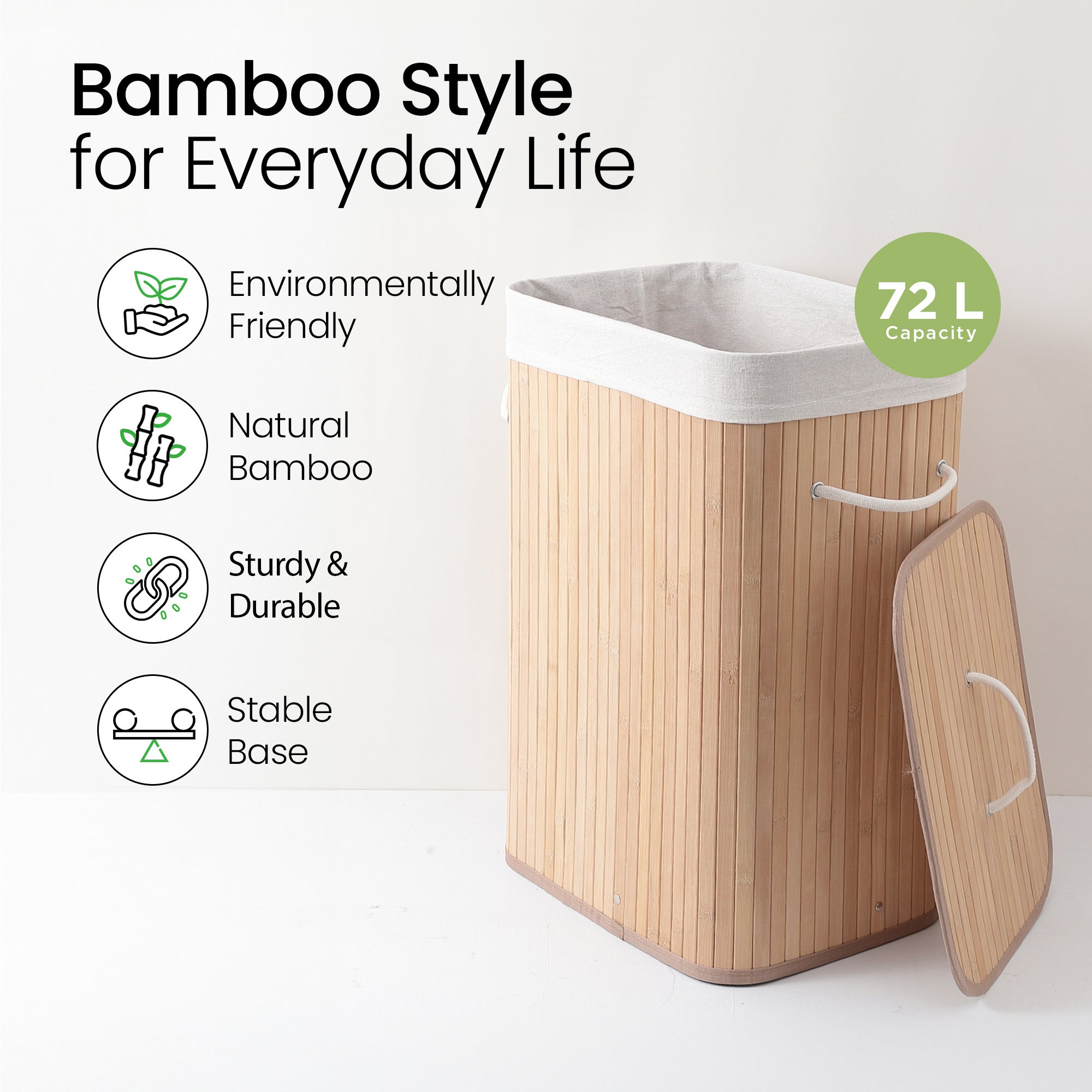 Mush bamboo basket - foldable laundry basket