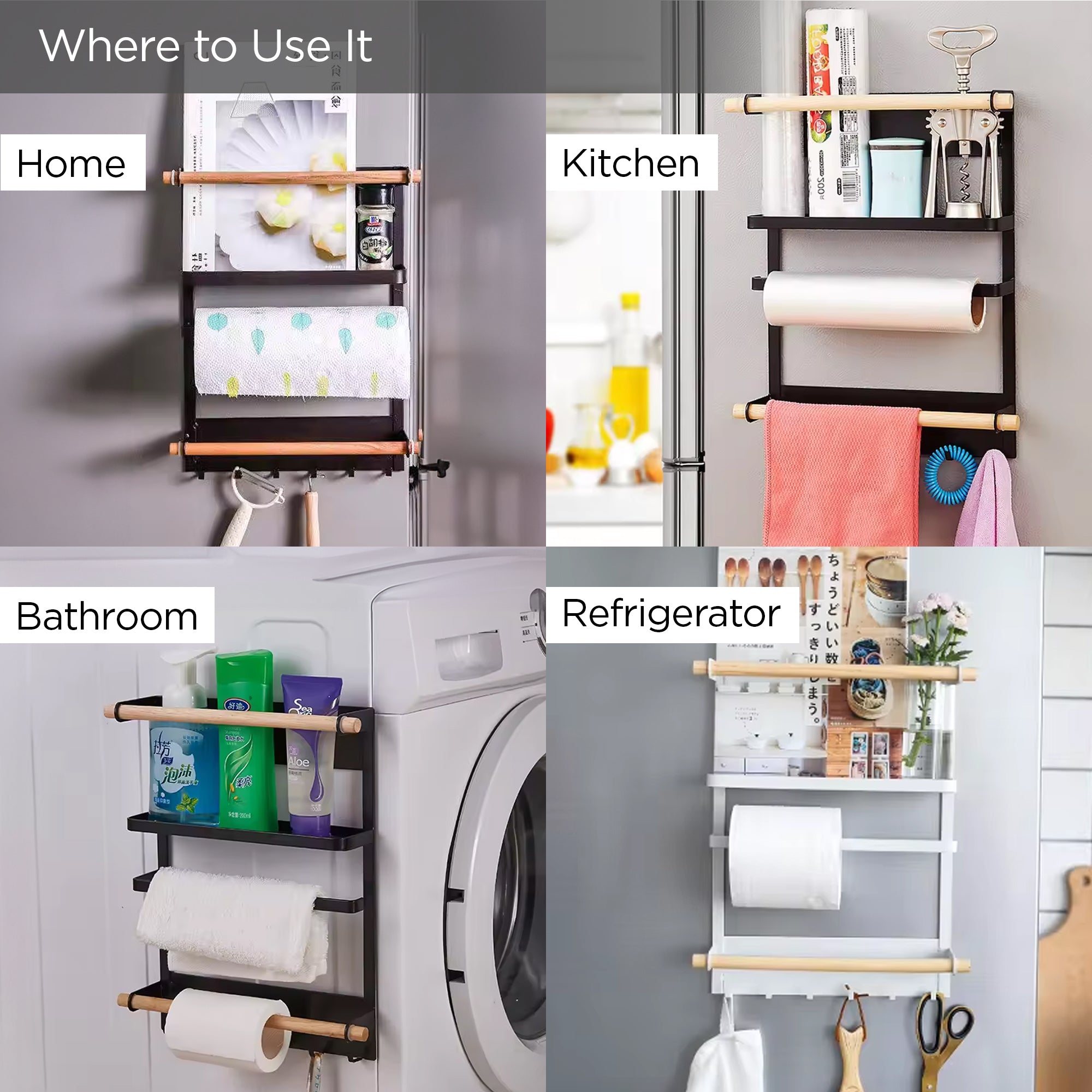 UMAI kitchen rack with hooks - space saver in small areas