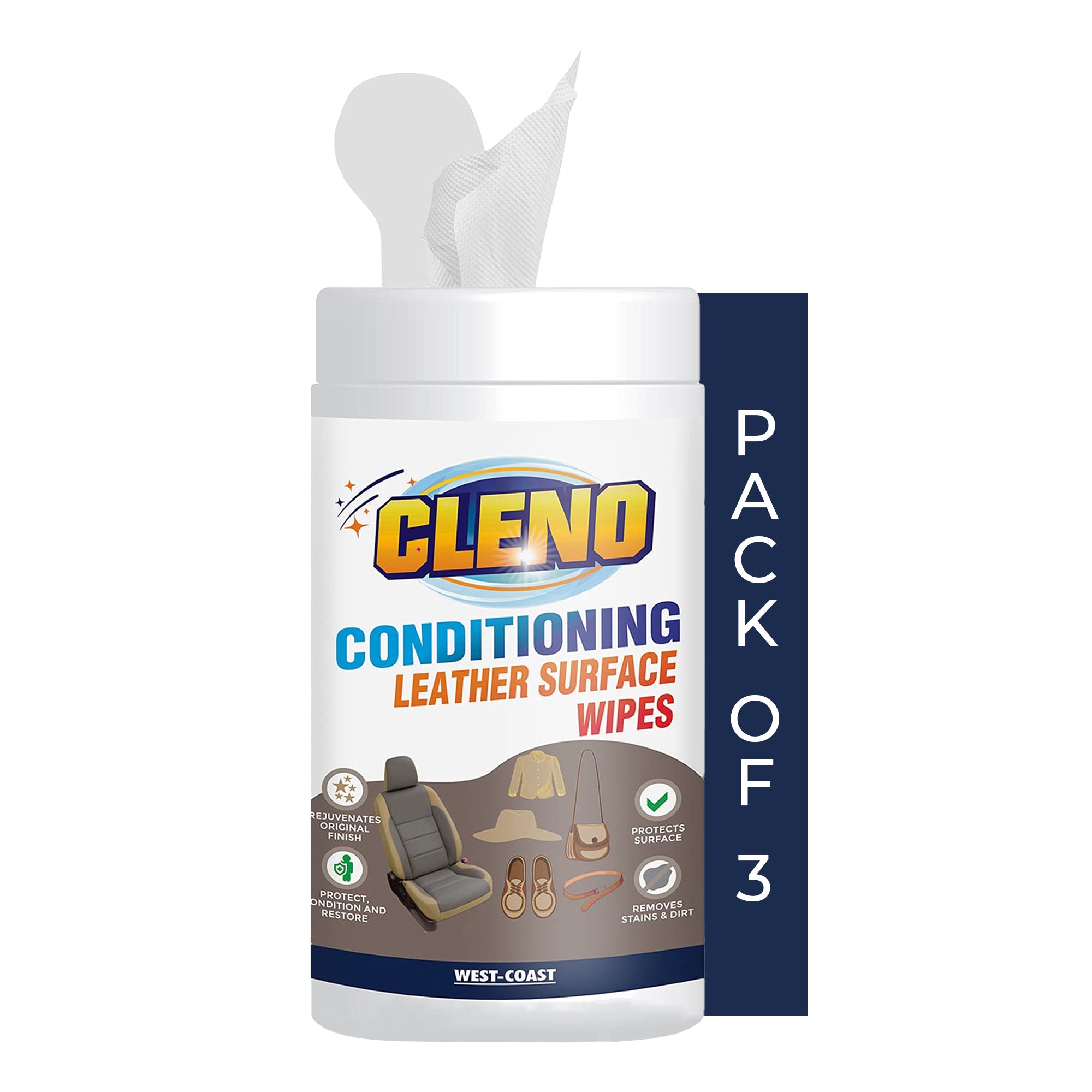 Cleno leather wipes - multi-purpose cleaning solution