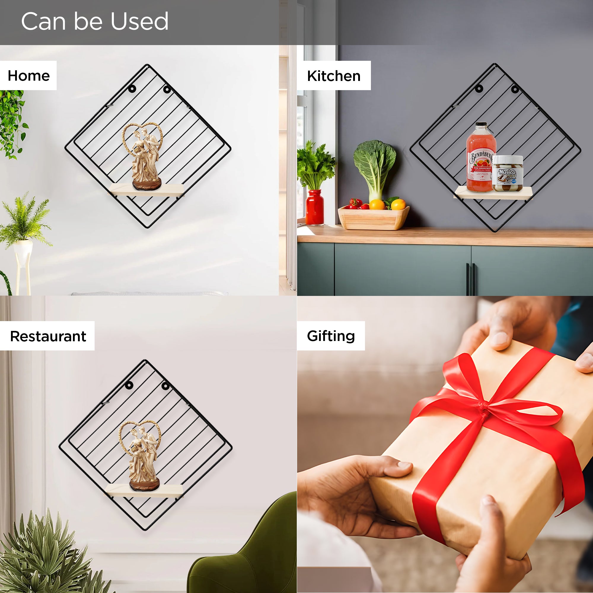 UMAI square wall shelf - enhances bedroom aesthetics