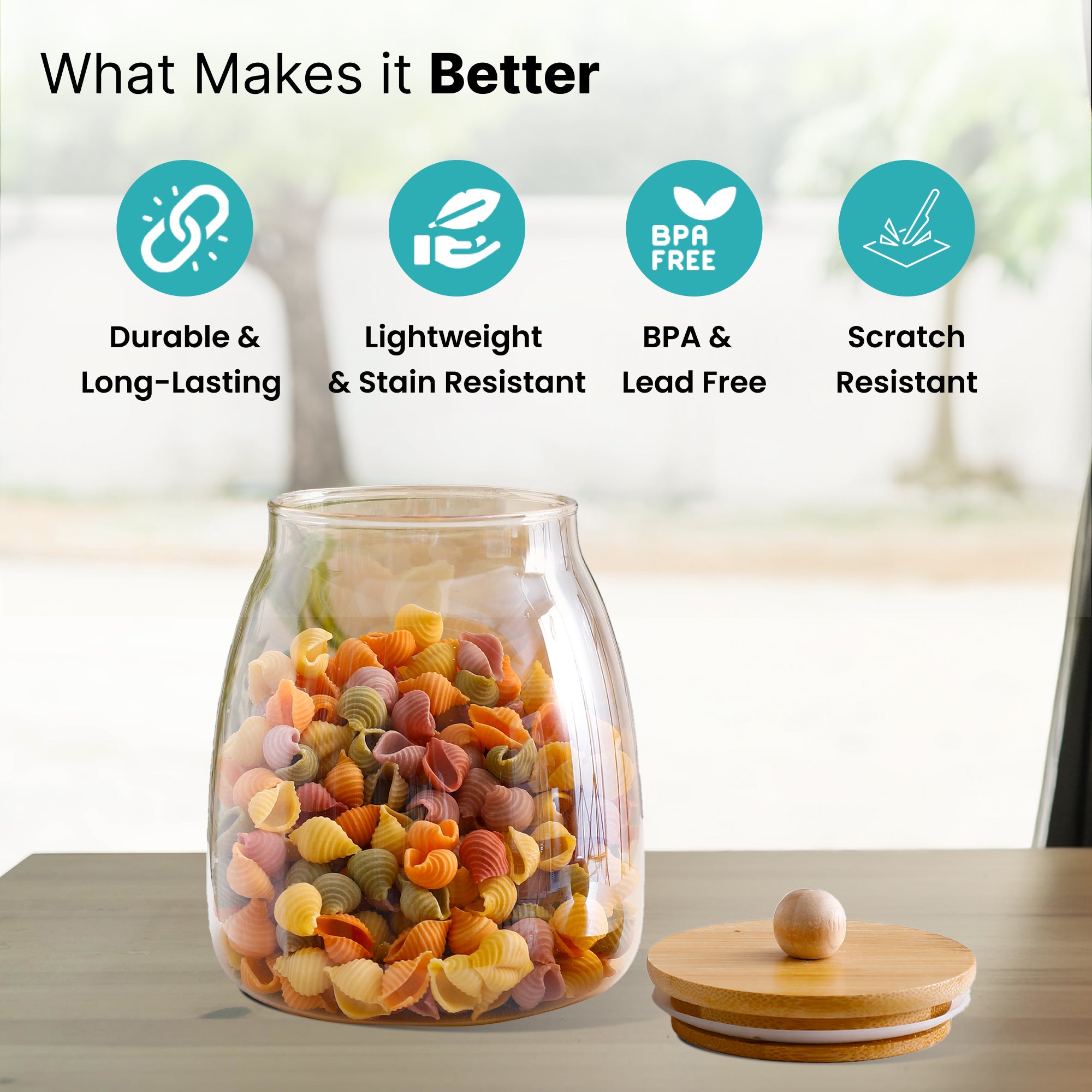 The Better Home 1000ml glass jar - durable kitchen accessory