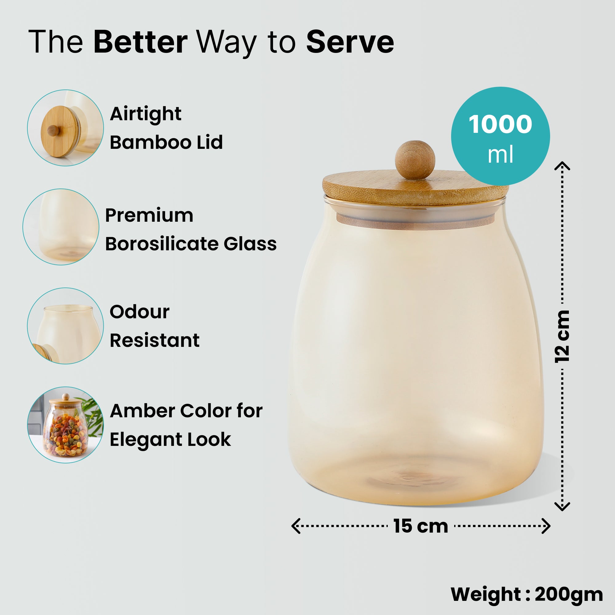The Better Home amber glass jar - multipurpose storage