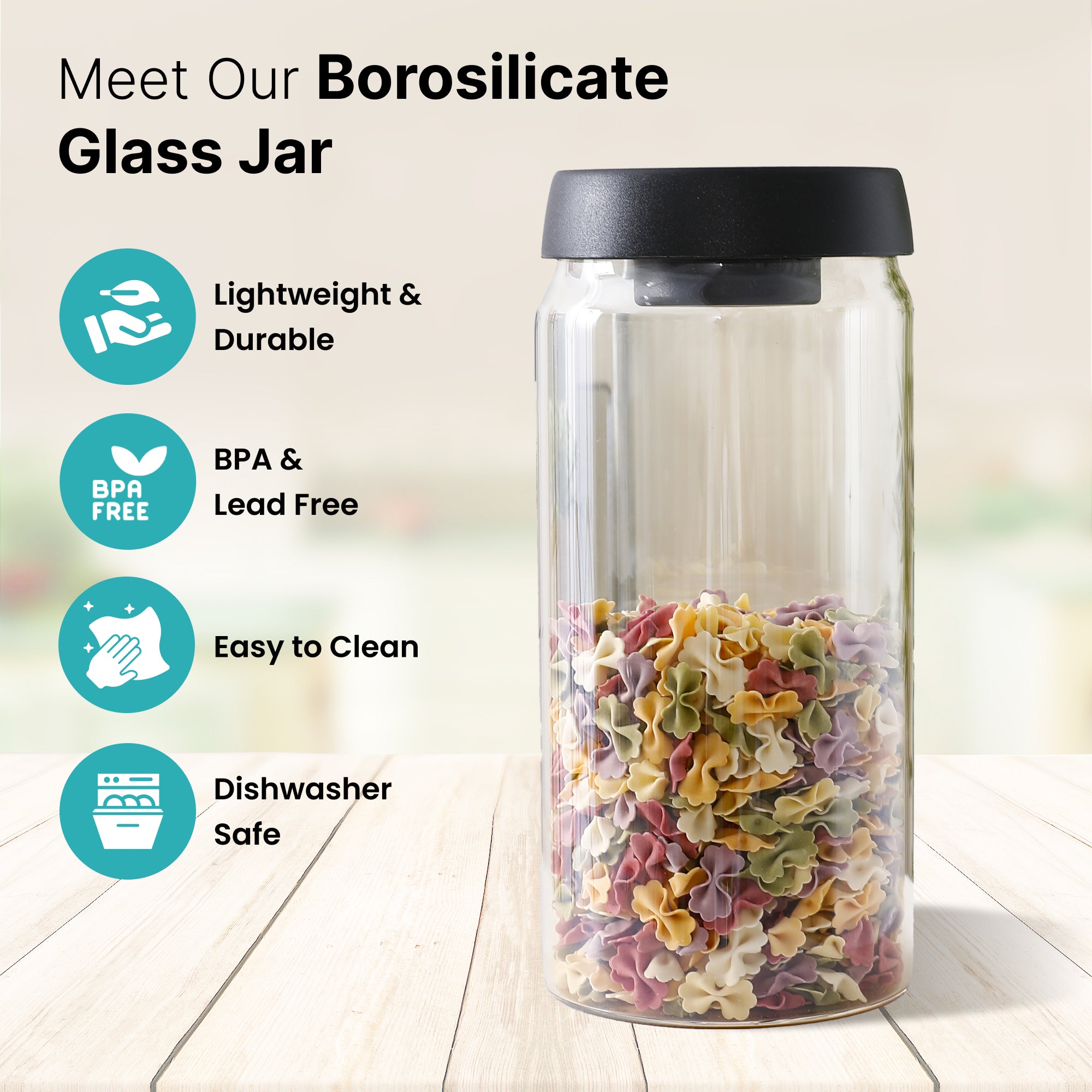 The Better Home Borosilicate Glass Jar - Perfect for pantry essentials