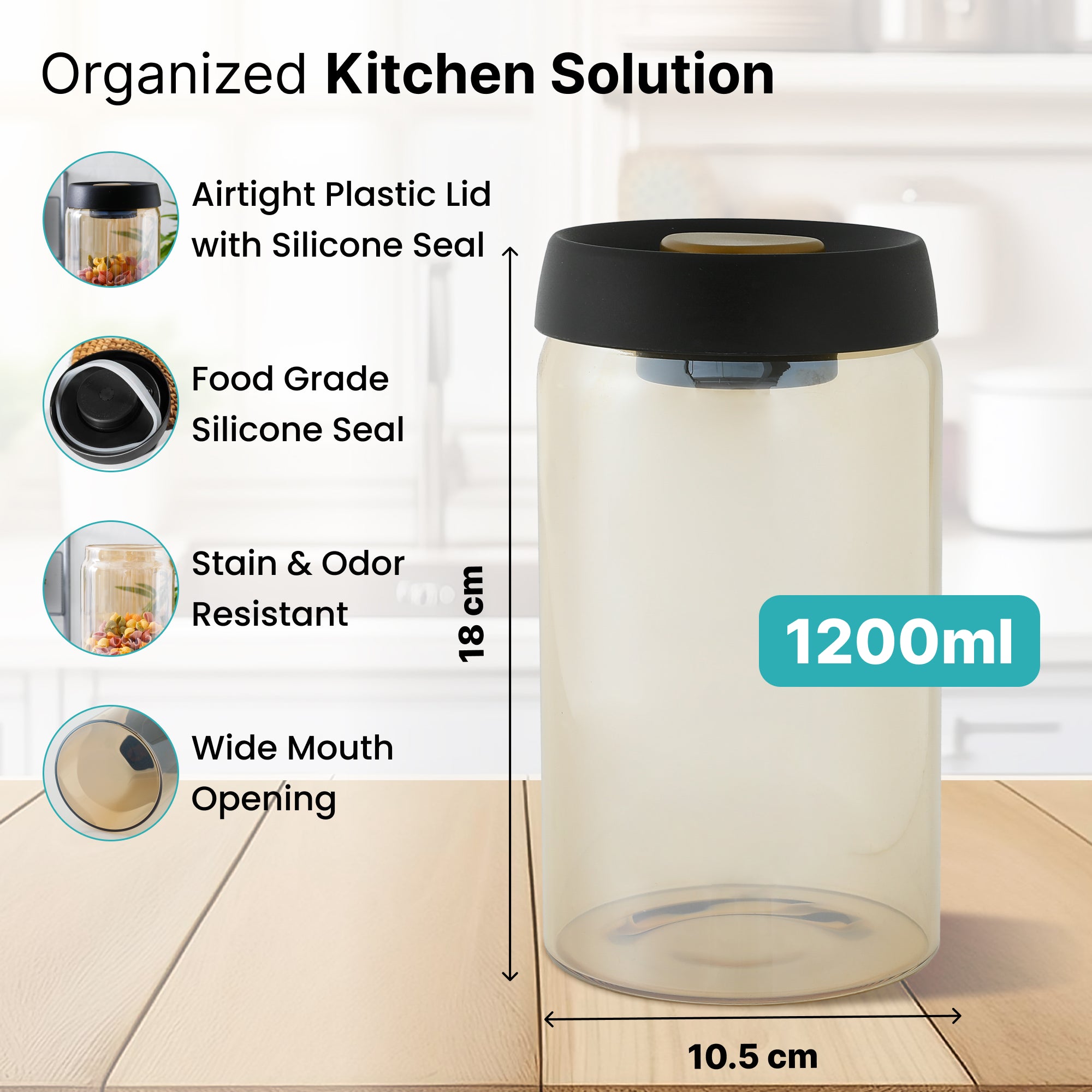 The Better Home borosilicate glass jar - Organized pantry solution